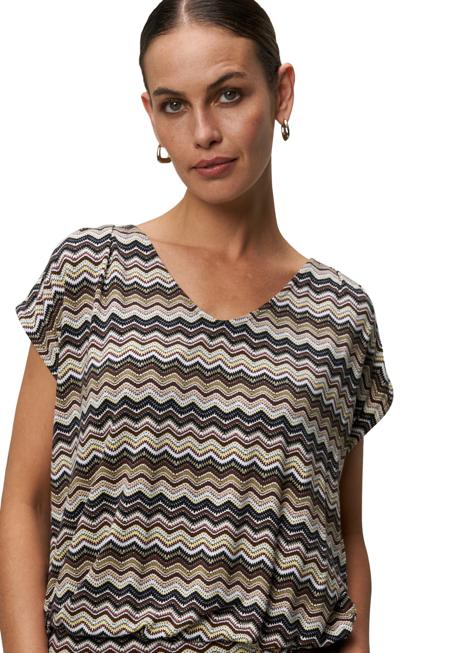 Zero Kurzarmshirt »Shirt mit Zickzackmuster«