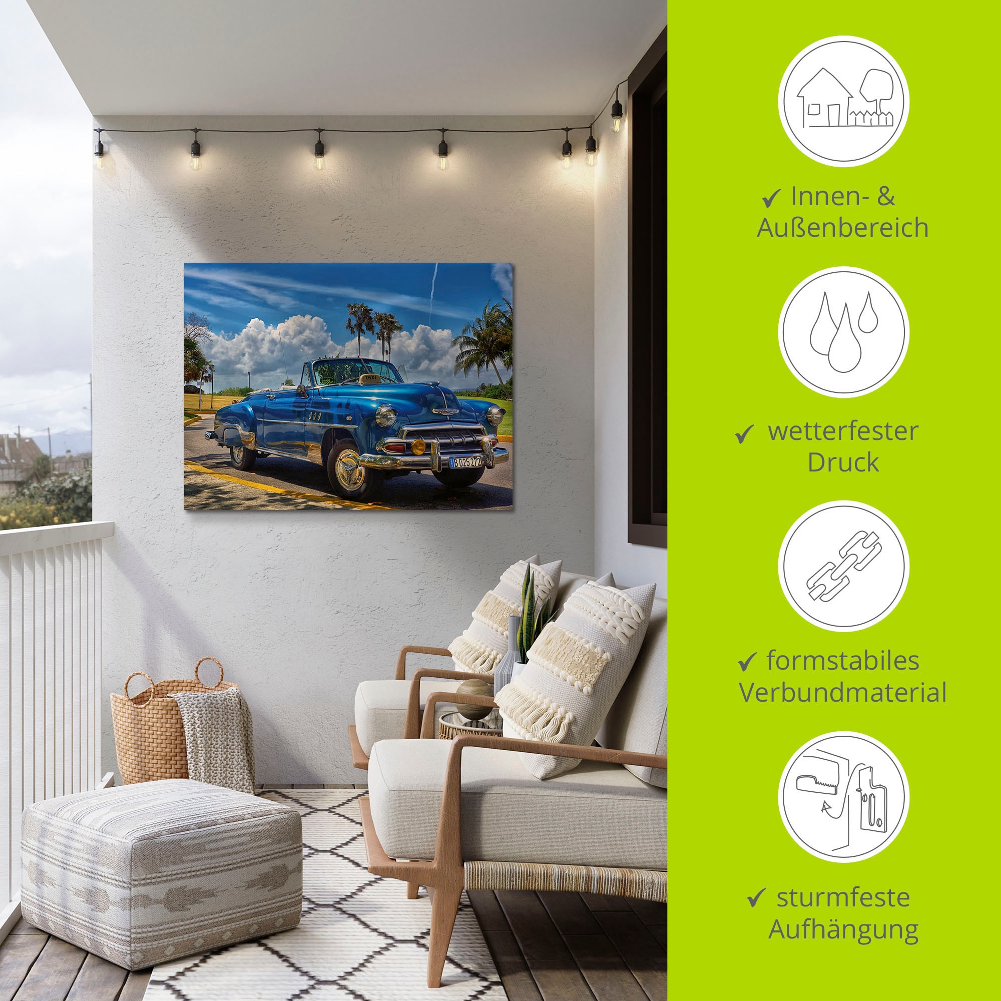 Artland Wandbild »Havanna Flair« Auto 1 Stk. tlg. als Alubild, Outdoorbild, Leinwandbild, Poster, Wandaufkleber