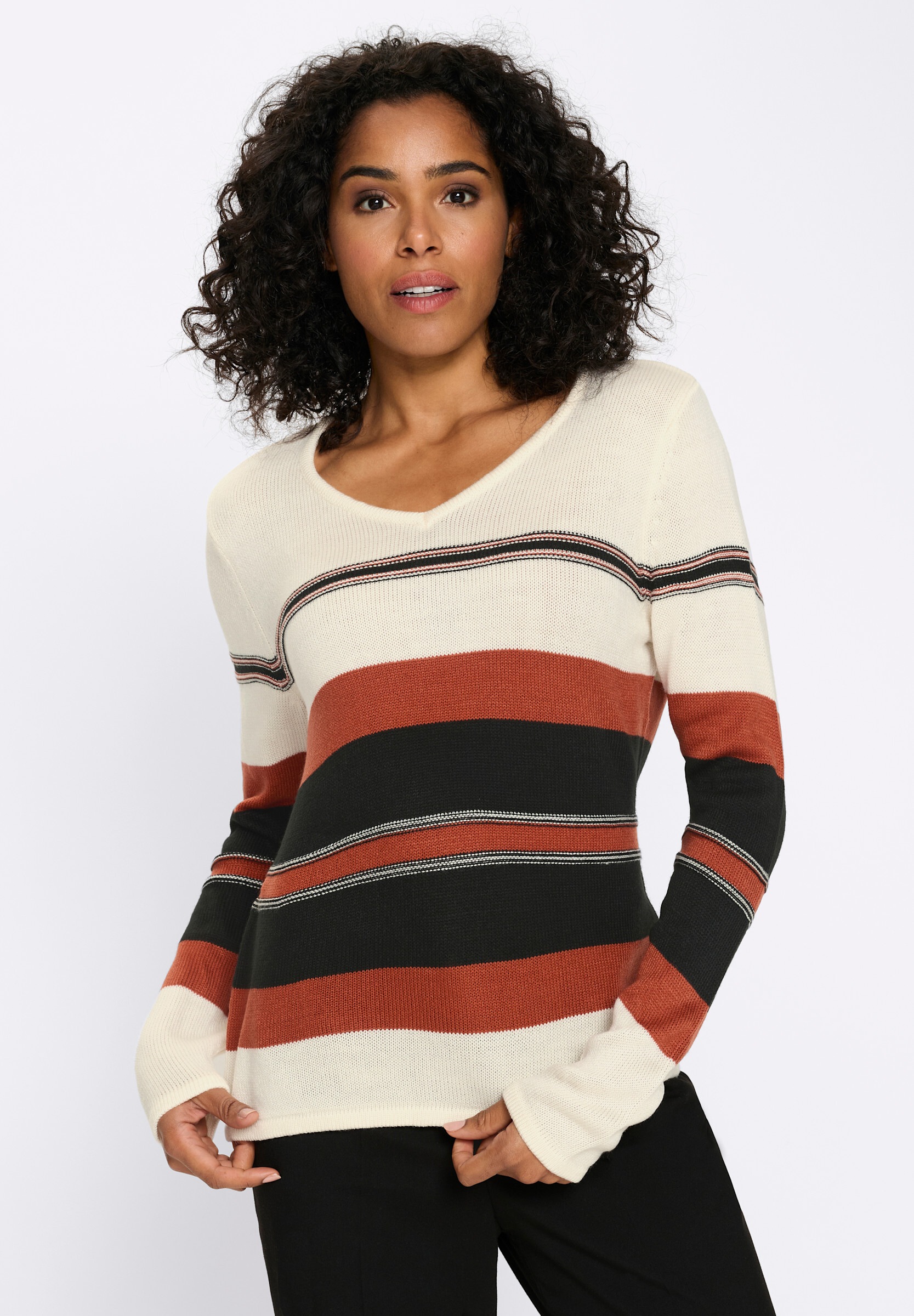 Sieh an! Longpullover »Langarm-Pullover V-Ausschnitt-Pullover«