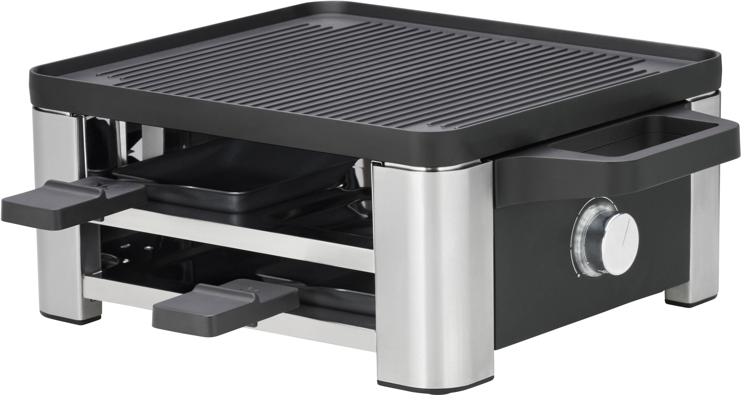 WMF Raclette »LONO for 4«, 4 St. Raclettepfännchen, 870 W, Spritzschutz, spülmaschinengeeignet, antihaftbeschichtet