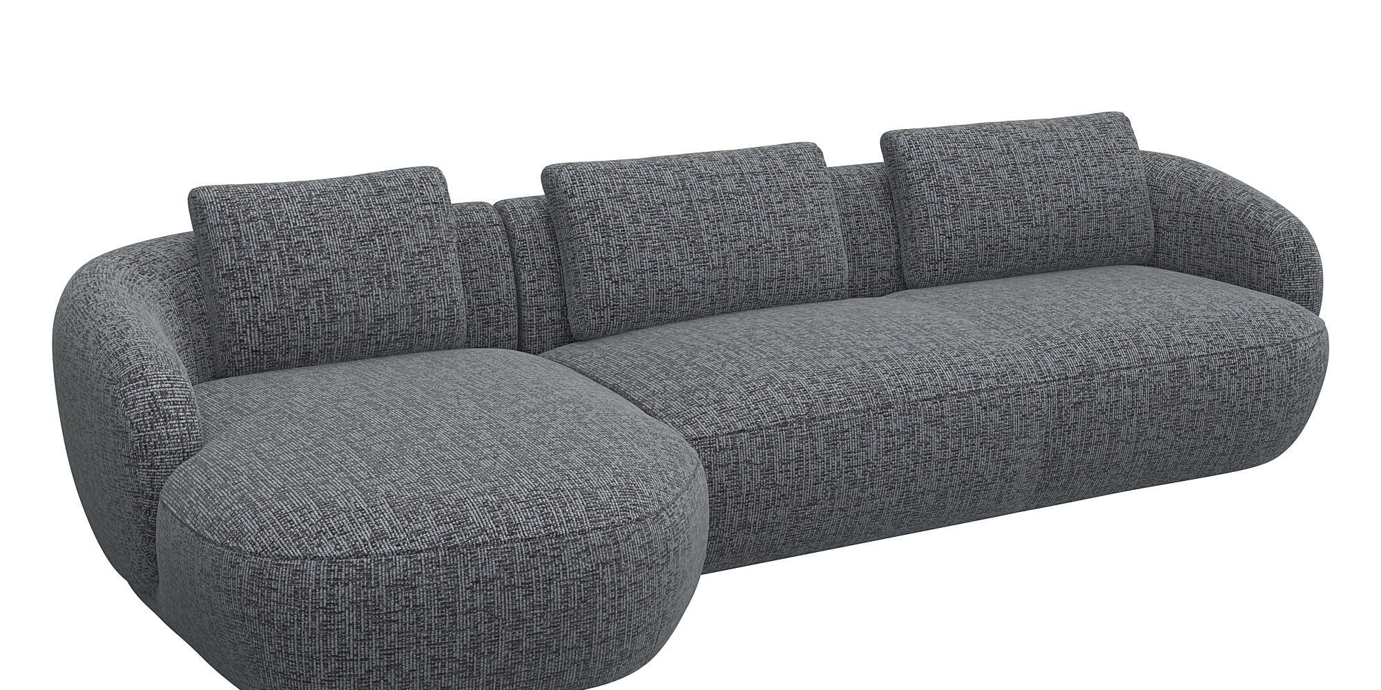 FLEXLUX Wohnlandschaft »Torino, rund, L-Form, Sofa-Ecke mit Recamiere, Longchair-Sofa«, Modernes, organisches Sofa-Design, Kaltschaum, Wellenunterfederung