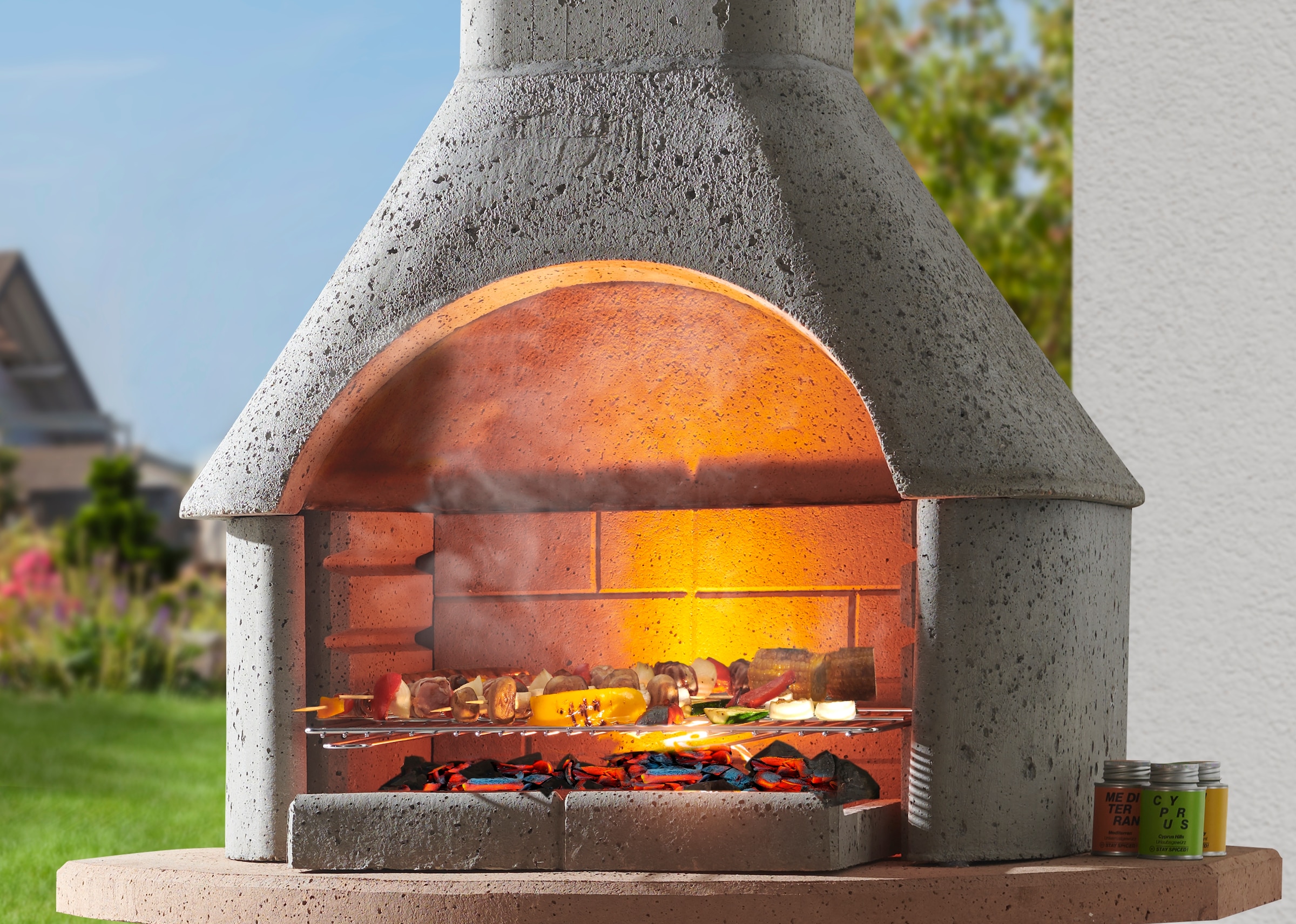 Buschbeck Grillkamin »Cortina« robuster Beton-Kamin mit Grillrost, BxTxH: 110x65x206 cm