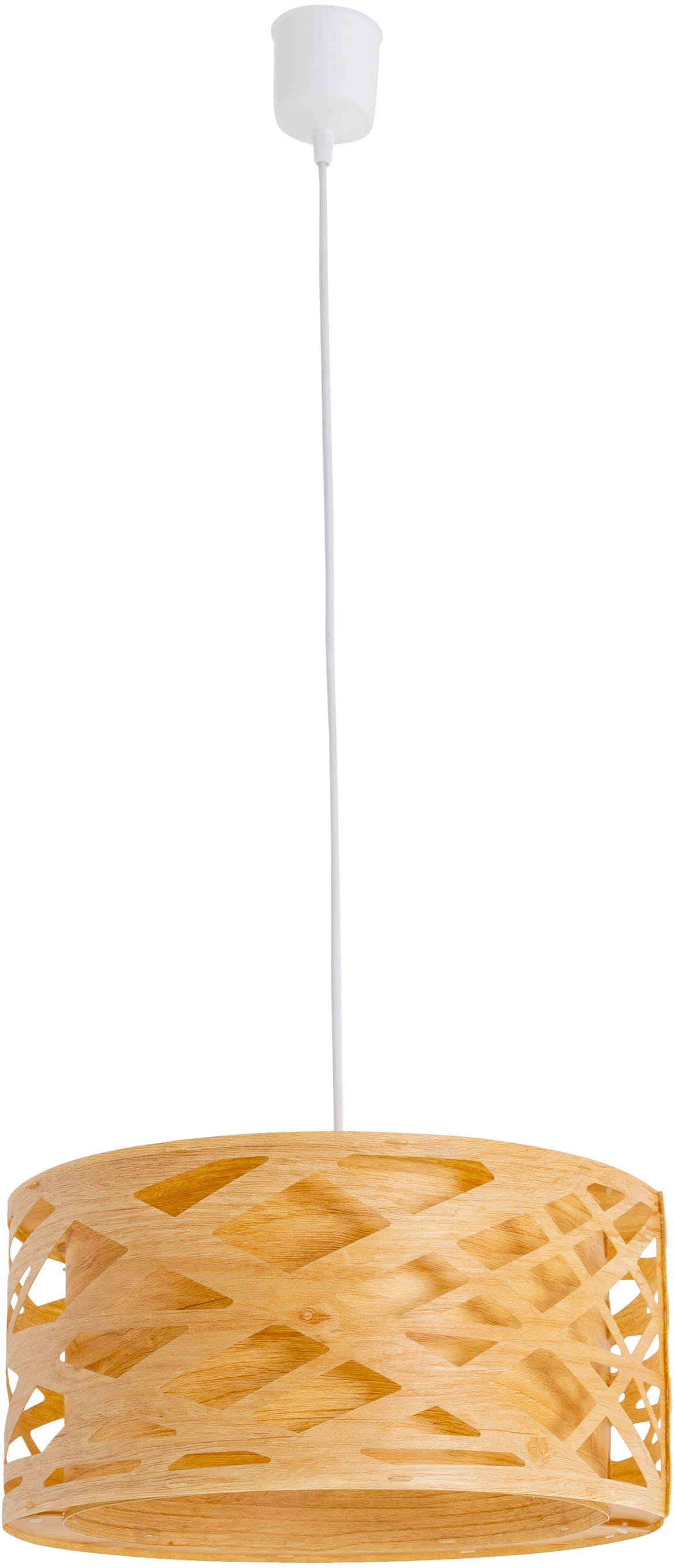 näve Pendelleuchte »Finja« E27 1 Stk. rund D: 40 cm, Holzimitat, mehrschichtig durchbrochen, 1x E27 exkl.