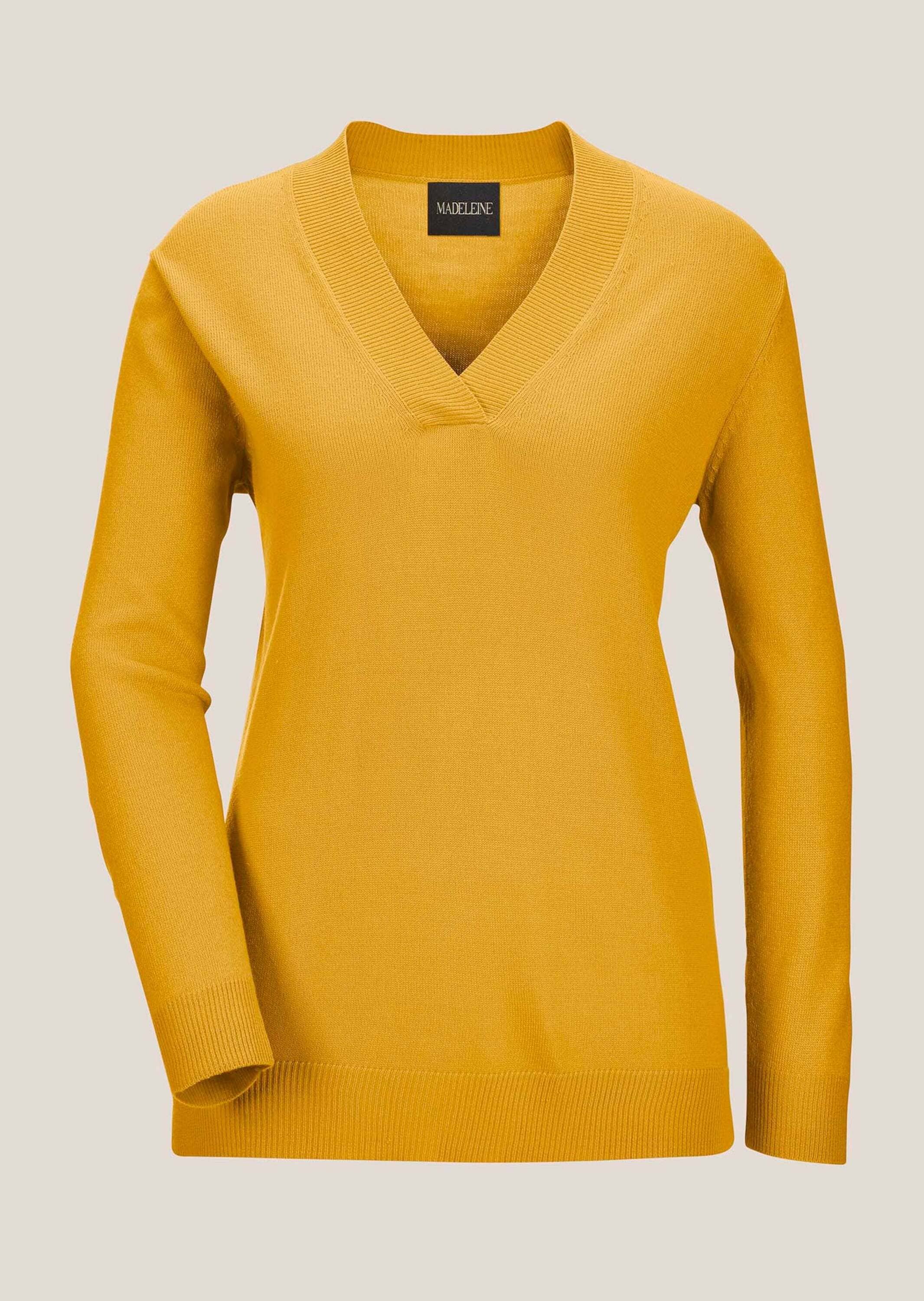 MADELEINE Longpullover »Pullover Glattstrick-Pullover mit V-Ausschnitt«