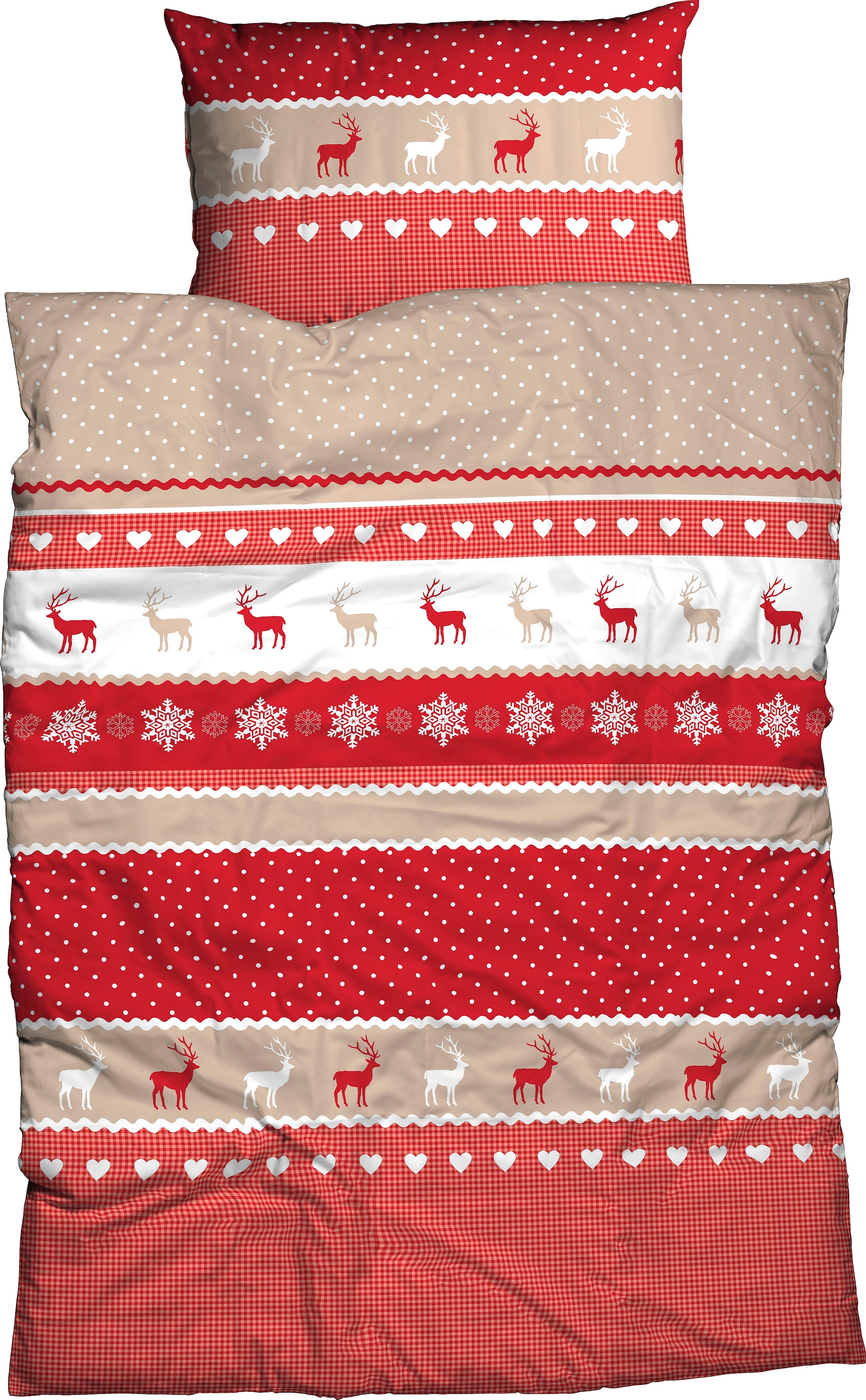 CASATEX Bettwäsche »Garmisch« 2 Stk. tlg. schöne Hirschmotive, Herzen und Schneekristallen