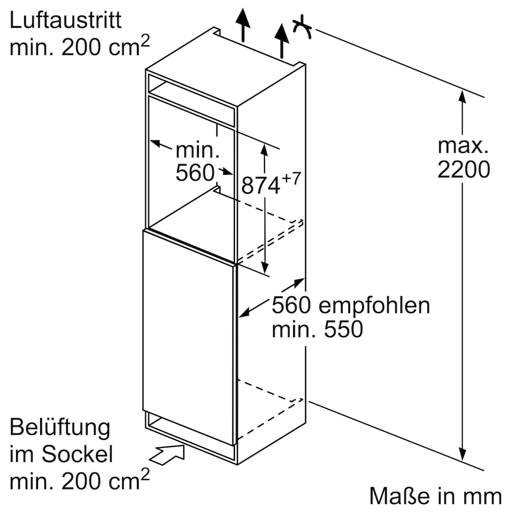 NEFF Einbaukühlschrank »KI2222FE0«, KI2222FE0, 87,4 cm hoch, 56 cm breit