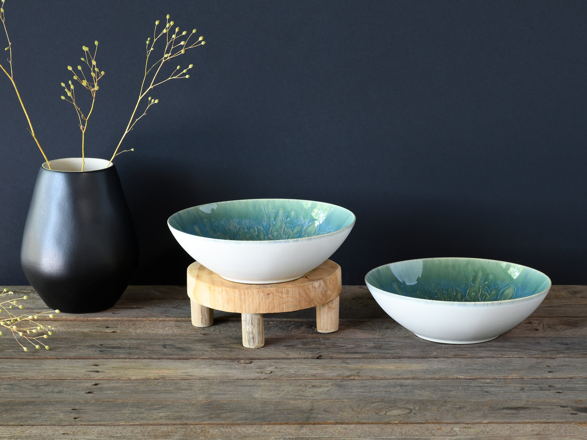 CreaTable Schüssel »Yuki« 2 Stk. aus Steinzeug Reaktiv-Digitaldruck, jedes Stück ein  Unikat, Ø 24 cm