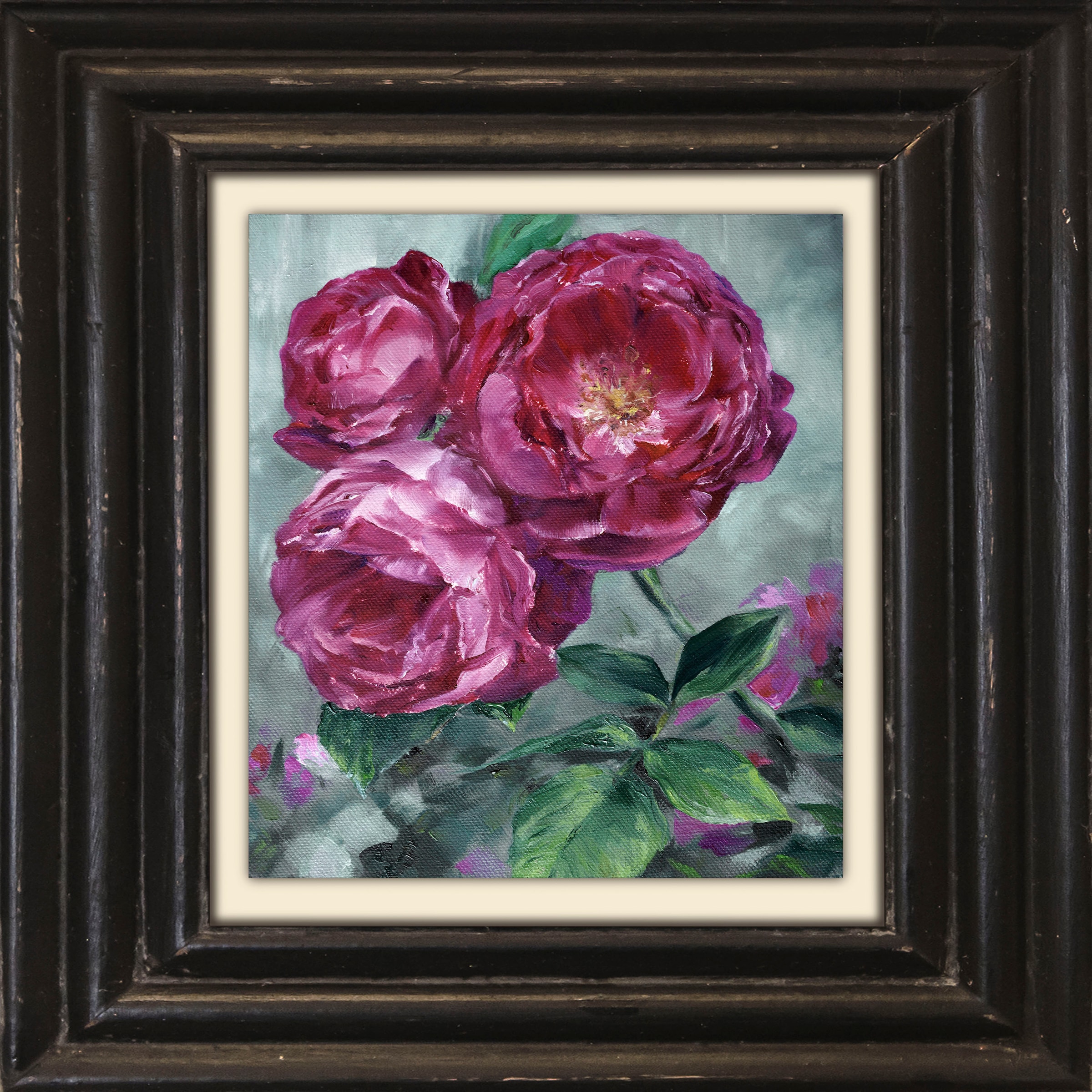 queence Leinwandbild "Pfingstrosen" Blumen  Blumenbilder  Garten  Gartenbilder  Kunst  Stillleben Premium-Leinwandstoff, Handarbeit aus Deutschland, 40x40cm