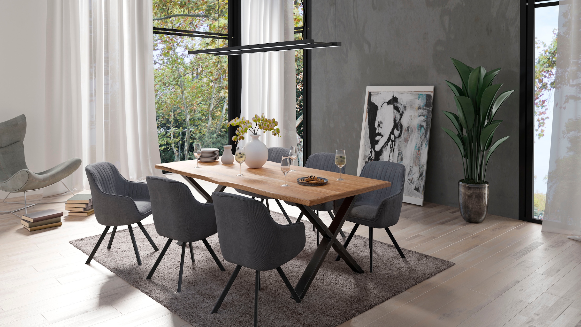 Homexperts Esszimmerstuhl »Carlo«, (Set), 2 St., Cord, Drehstuhl, Bezug in Cord oder Kunstleder