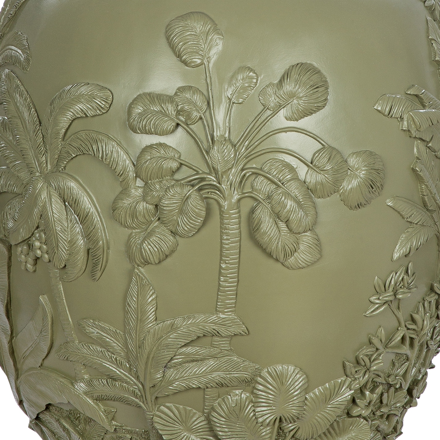 GILDE Bodenvase »Bodenvase bauchig Jungle grün H. 55,5 cm« Bodenvase, Tiermotiv, Pflanzenmotiv, exotisch, Dschungelstil