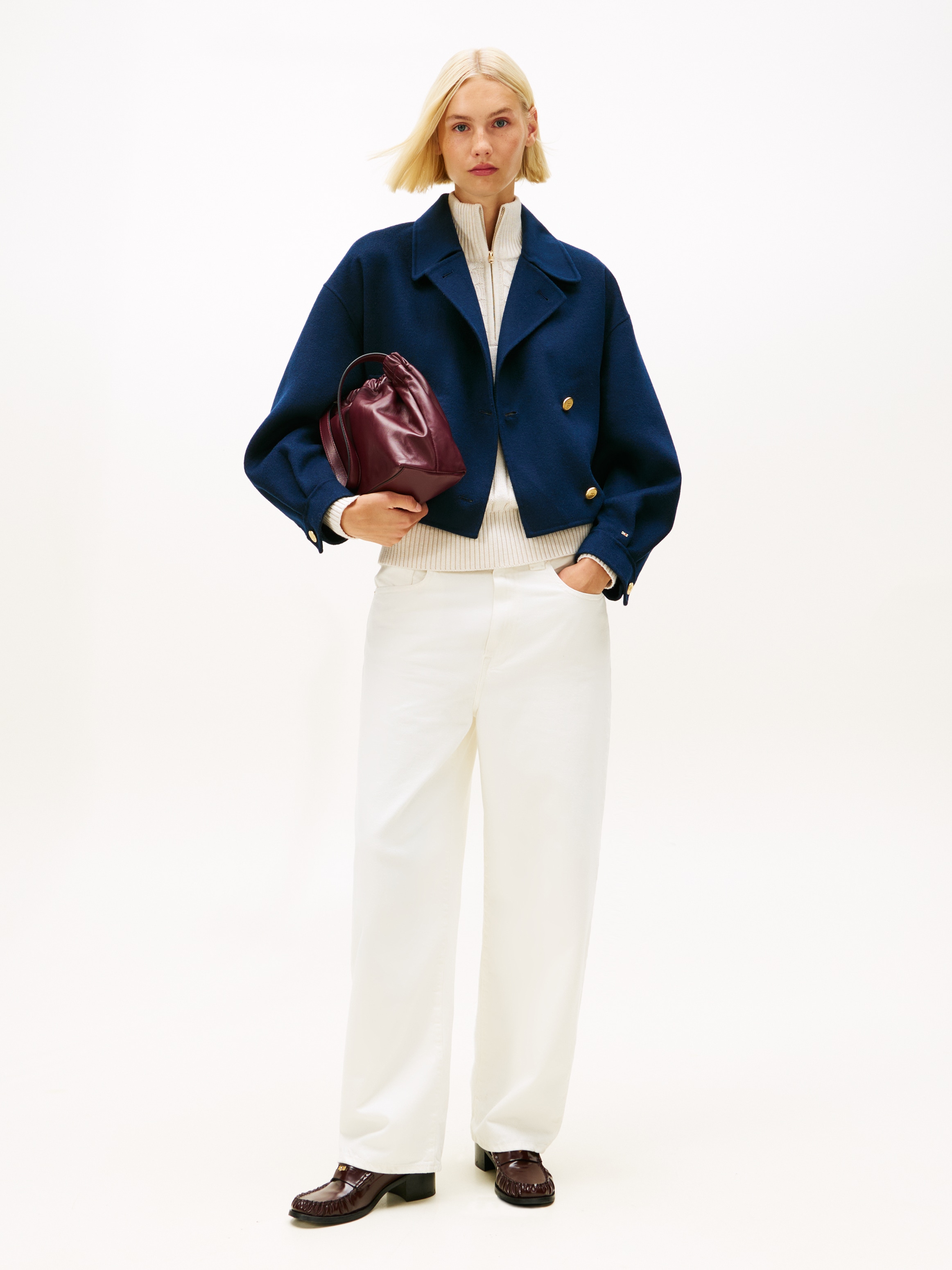 Tommy Hilfiger Kurzjacke »DF WOOL GOLD BUTTON PEACOAT« mit Wolle