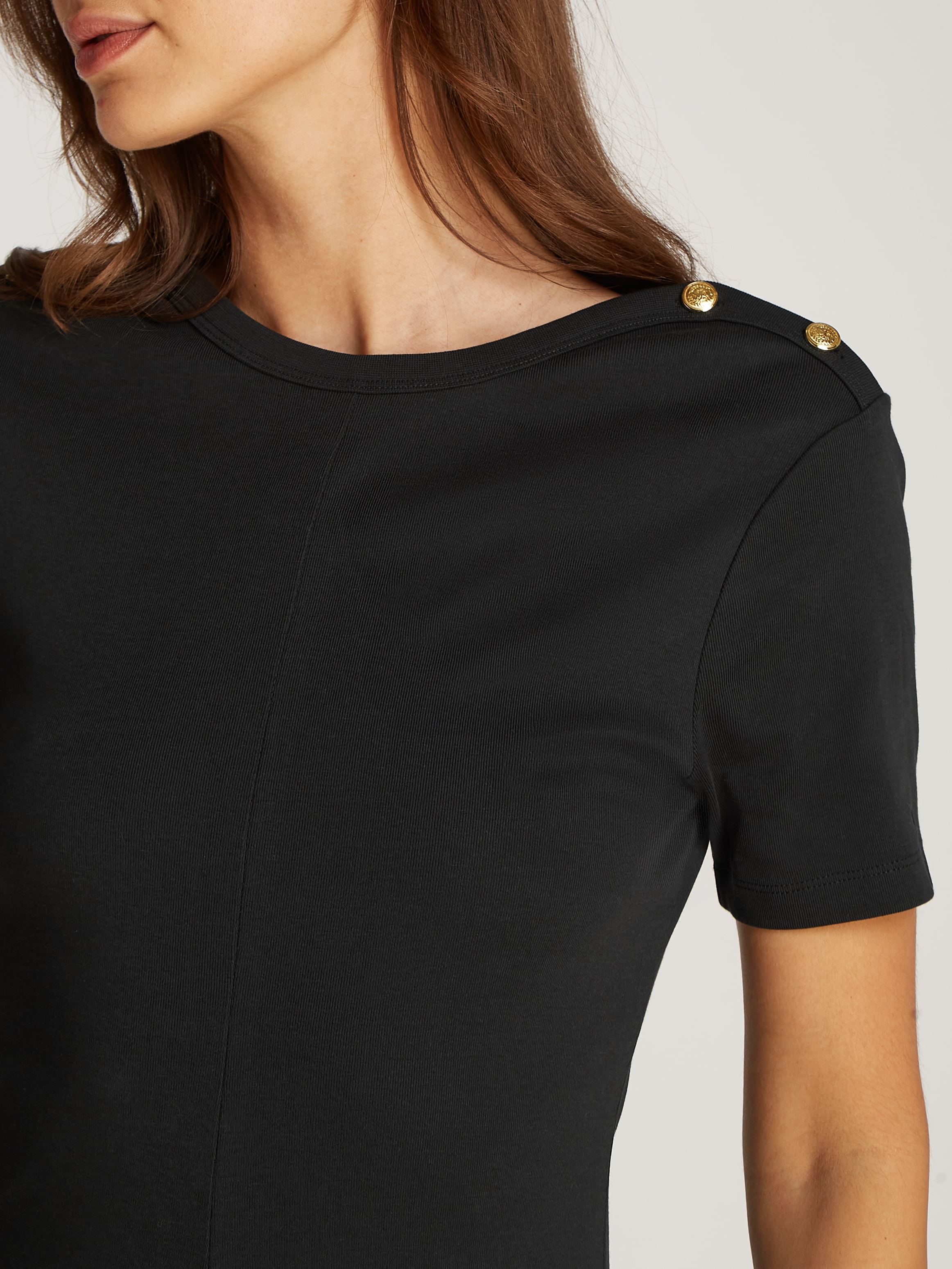 Tommy Hilfiger A-Linien-Kleid »GOLD BTN DRESS«, mit goldfarbenen Knöpfen, in Midi-Länge