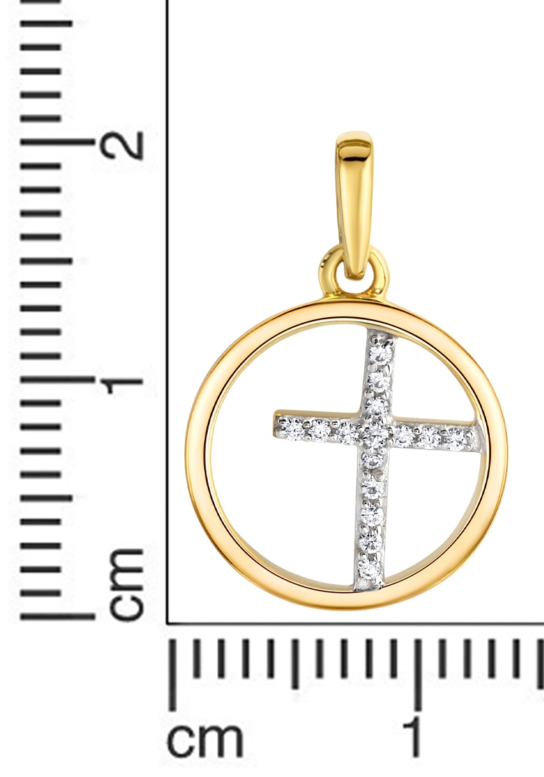 Firetti Kreuzanhänger »Schmuck Geschenk Gold 375 Halsschmuck Anhänger Halskette Kreuz«  mit Zirkonia (synth.)