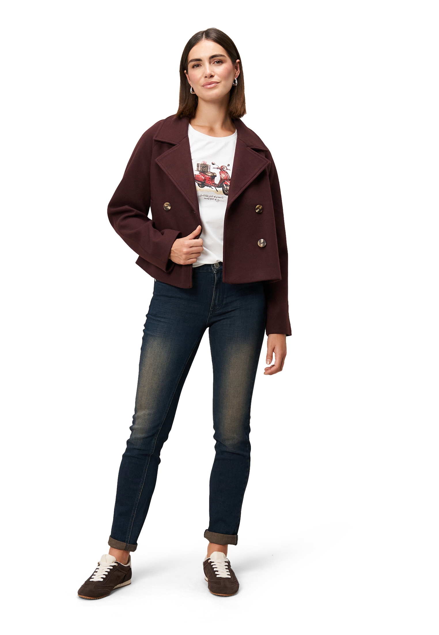 Zero Kurzarmshirt »Shirt mit Glitzersteinchen«