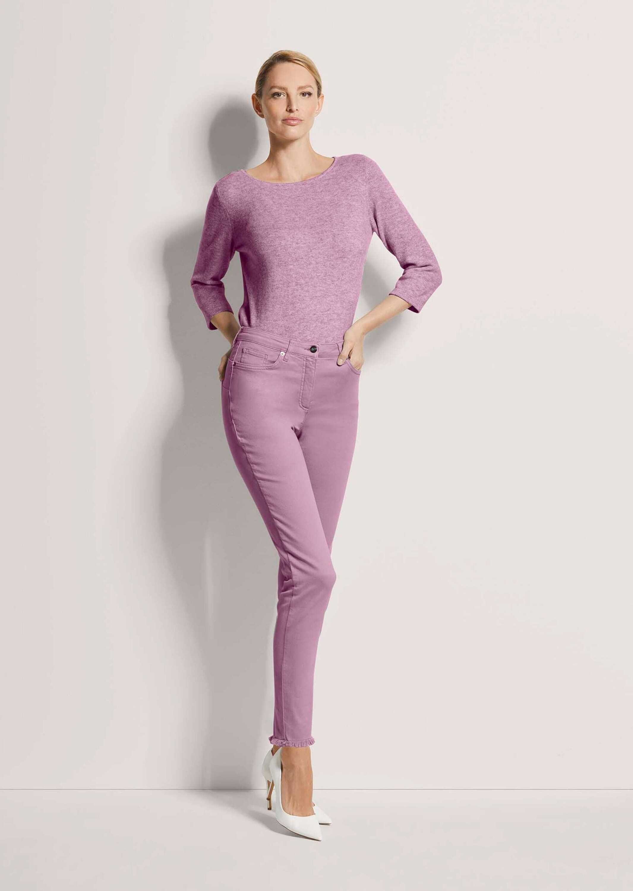 MADELEINE Regular-fit-Jeans »Jeans Mid Waist Skinny-Hose mit Fransen«