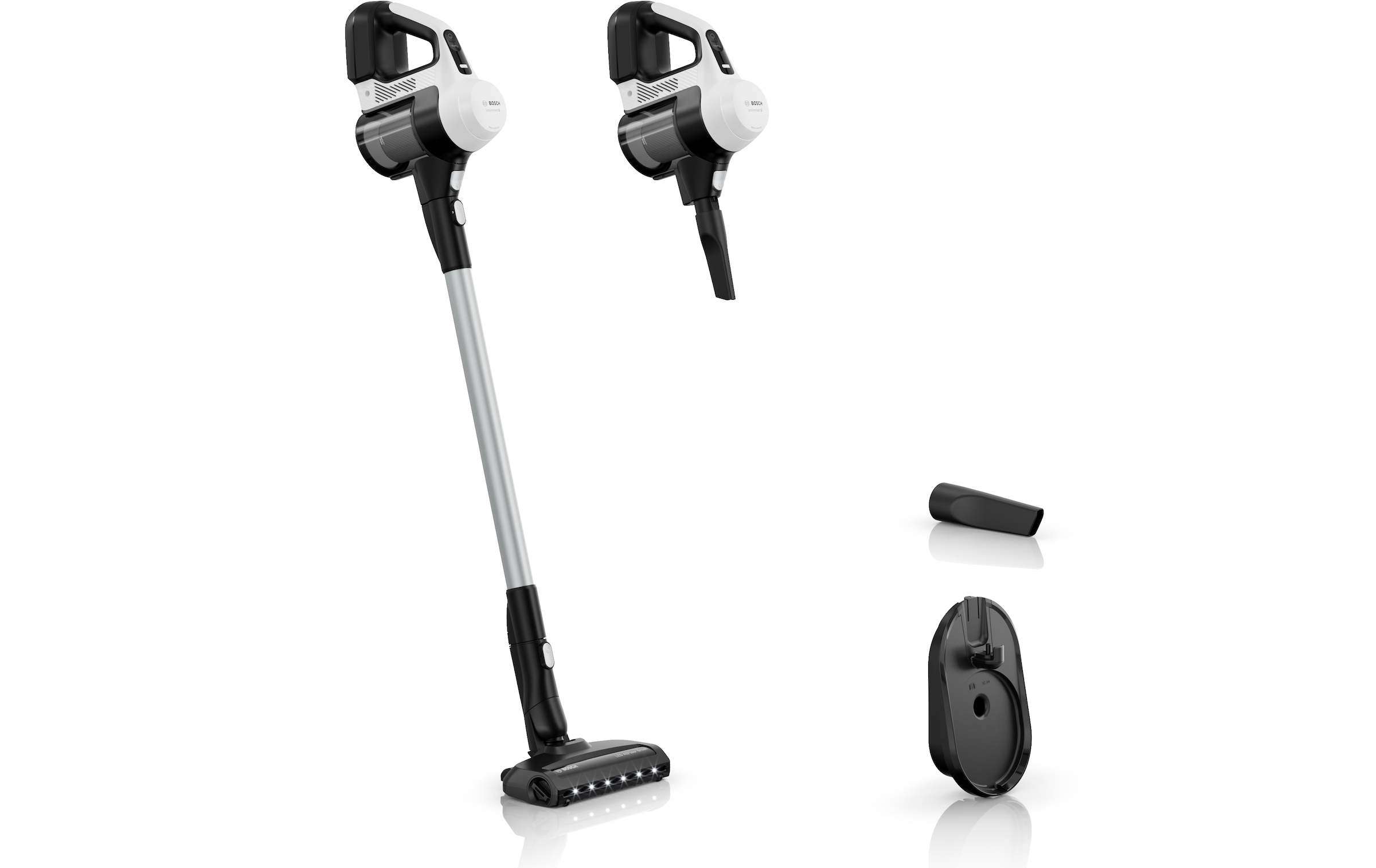 BOSCH Akku-Stielstaubsauger »Unlimited 5 BBU52WBA, LED-Düse, Made in Germany« starke Saugleistung, bis zu 50 Min. Laufzeit, Fugendüse, leicht, weiß