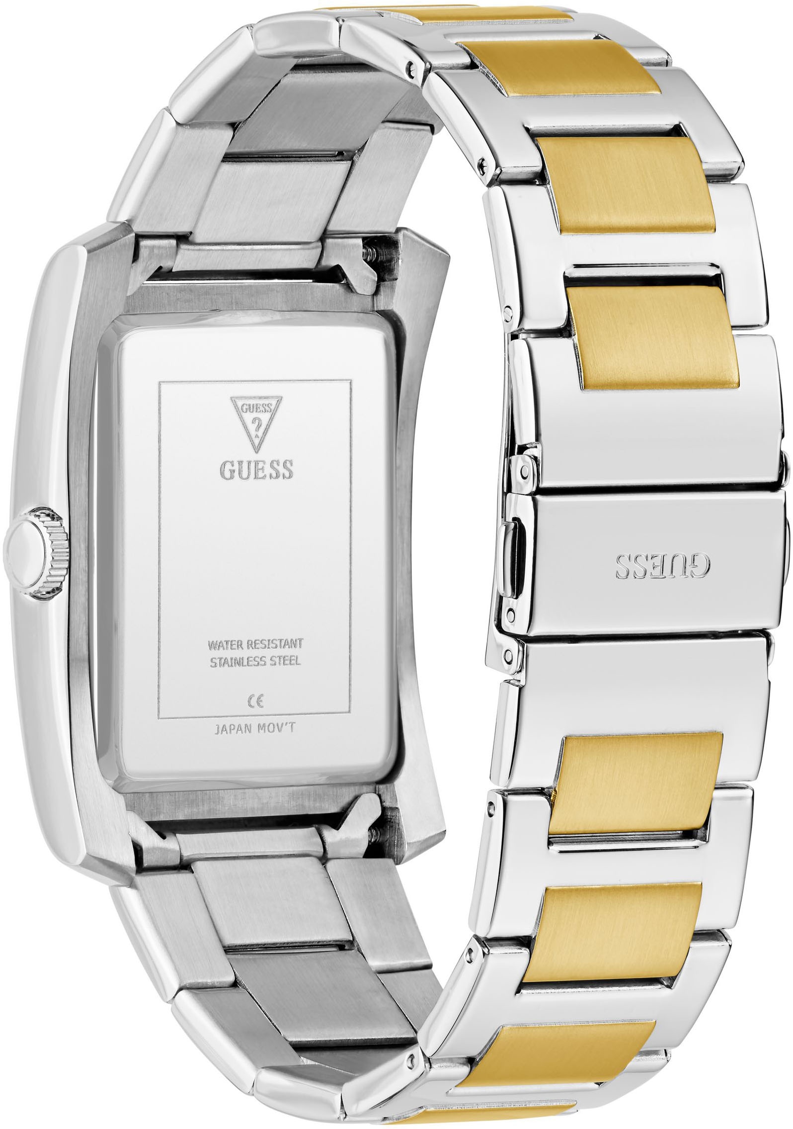 Guess Quarzuhr »CLYDE« Armbanduhr, Herrenuhr, Edelstahlarmband