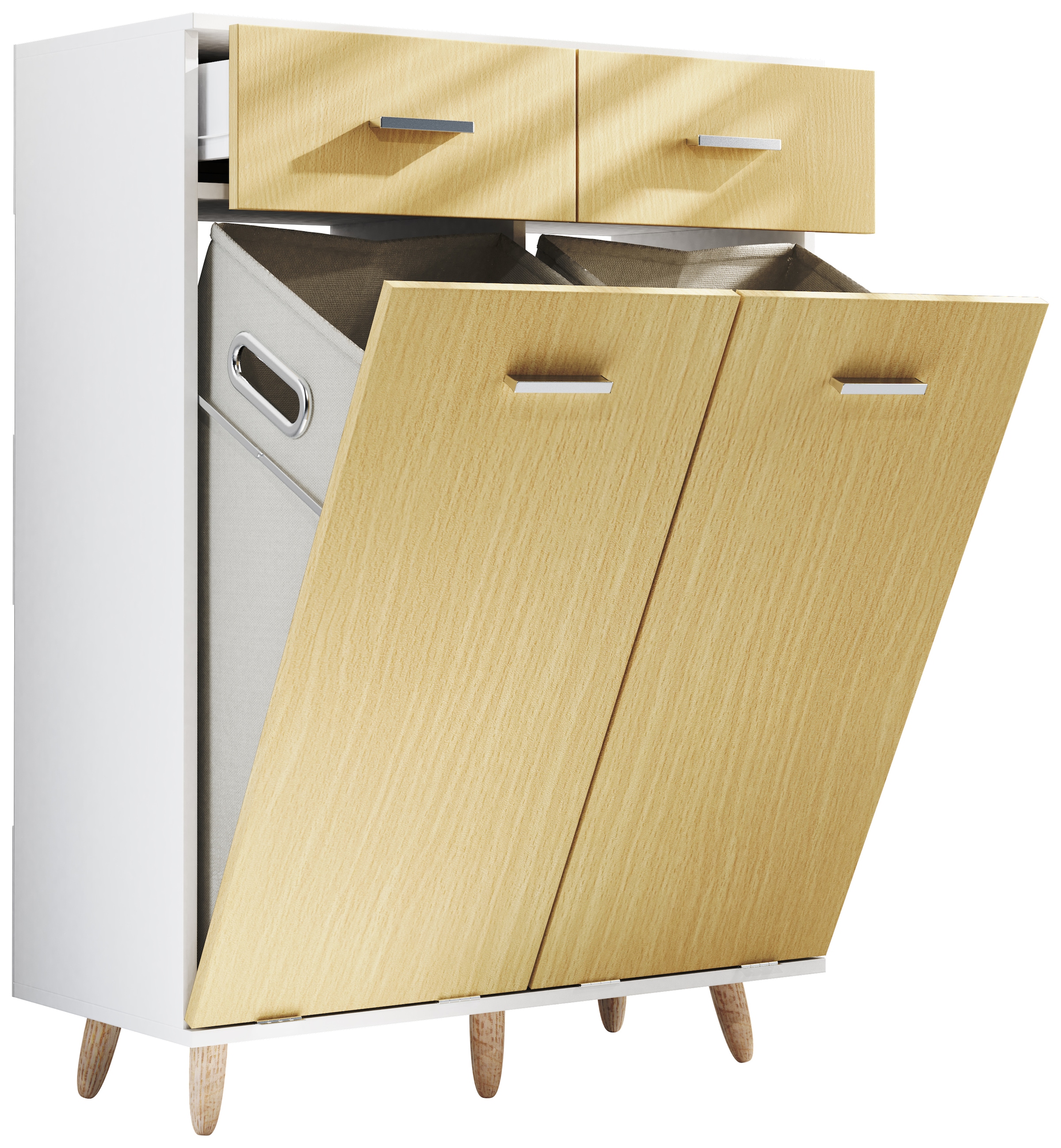 VCM Hochschrank »VCM Holz Wäscheschrank | Wäschetruhe | Wäschebox | Wäschekorb | Maße ca. H. 97 x B 79 x T. 35 cm - Landos L«, (1 St.)
