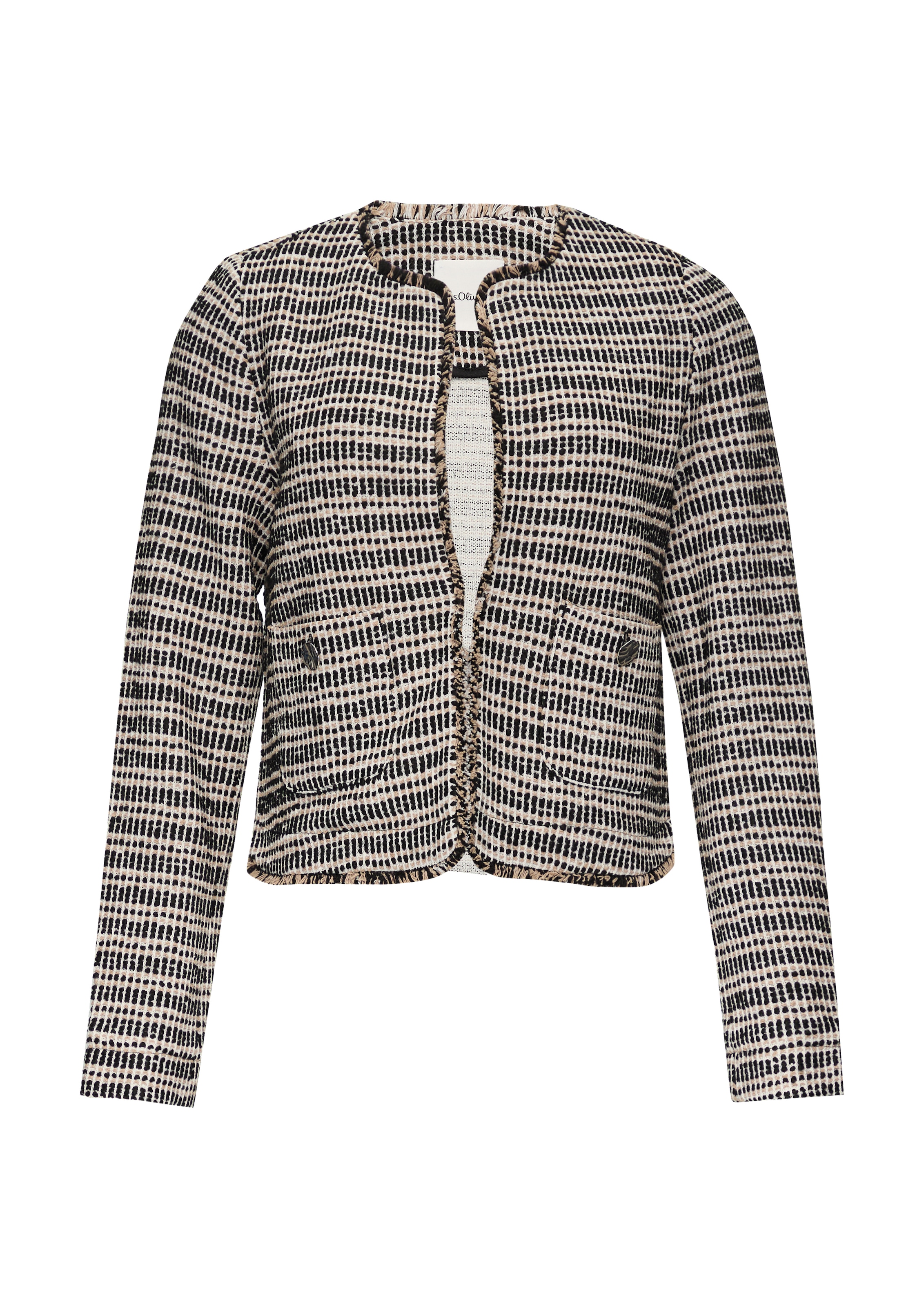 s.Oliver BLACK LABEL Bolerojacke ohne Kapuze ohne Verschluss und aus Bouclé