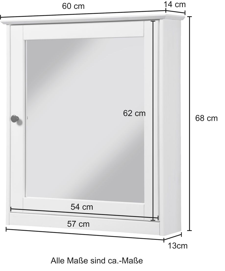 welltime Spiegelschrank »Sylt/ Rügen/ Modern«, Breite 60,5 cm, aus massivem Kiefernholz