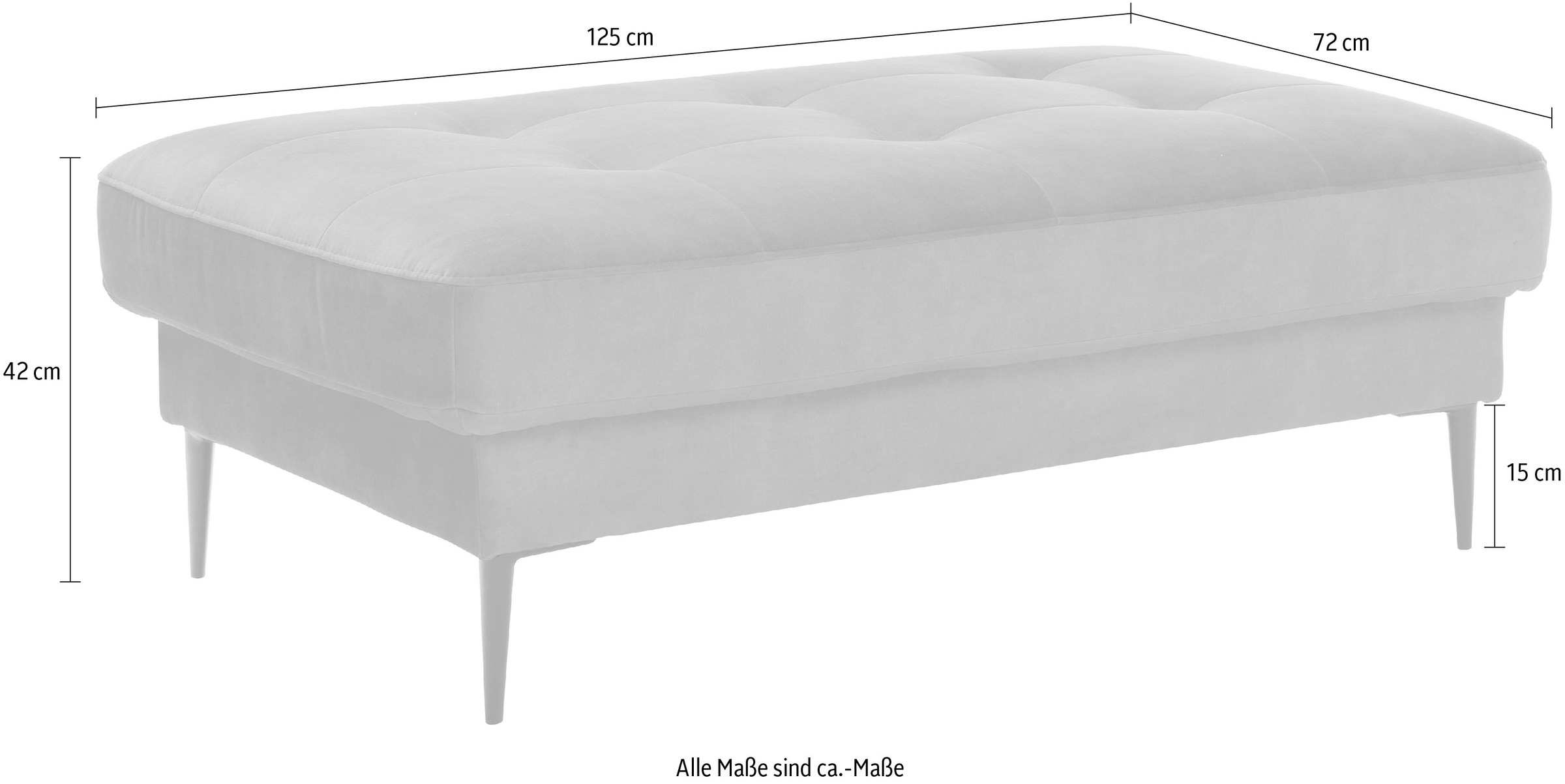 TRENDMANUFAKTUR Polsterhocker »Luzi, Polsterhocker, moderner Fußhocker«, passend zur Serie, extra hohe Metallfüße, 125 x 42x 72 cm