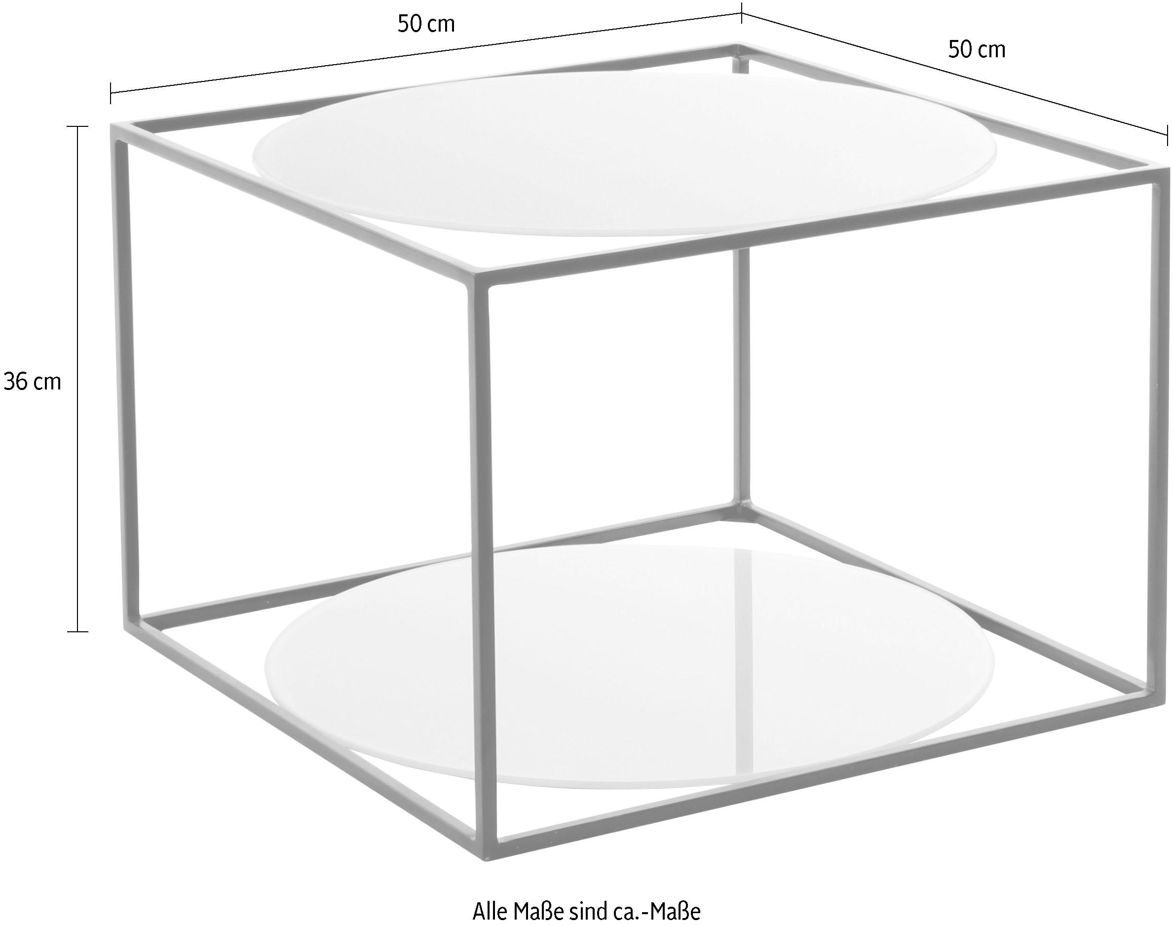 Kayoom Beistelltisch »Cody, Beistelltisch in Würfelform, offenes, modernes Design« 1 Stk. tlg. moderne Kubusform mit runden Ablageflächen aus Glas