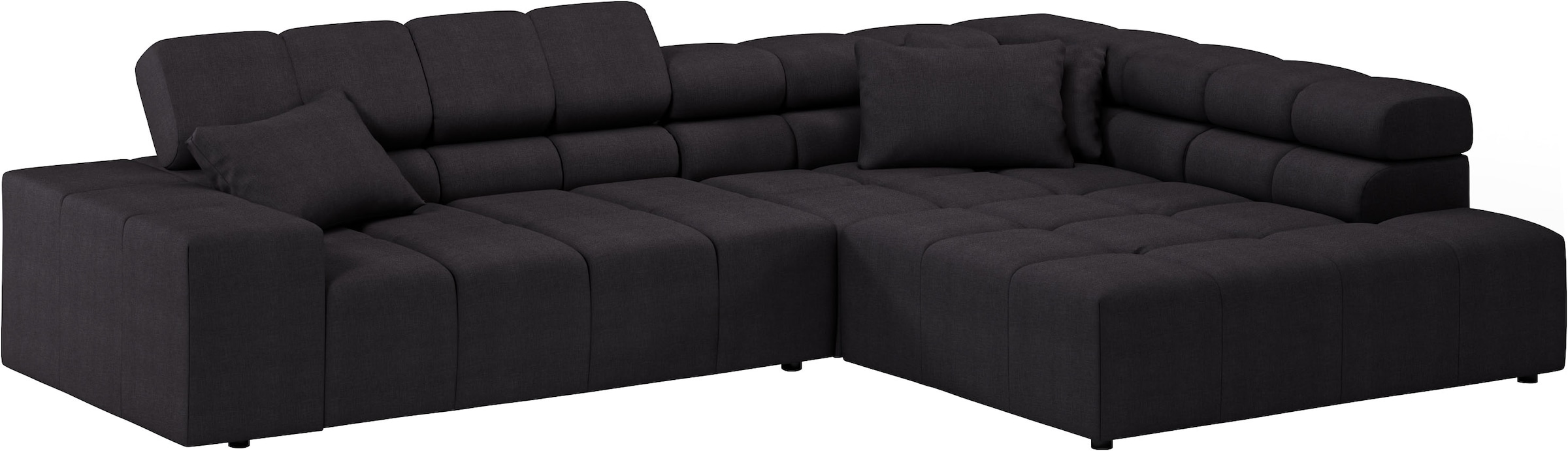 INOSIGN Ecksofa »Ancona incl. Kopfteilverstellung, Zierkissen Breite 319cm, L-Form«, wahlweise motorische Sitztiefenverstellung, auch in Cord + Easy Care