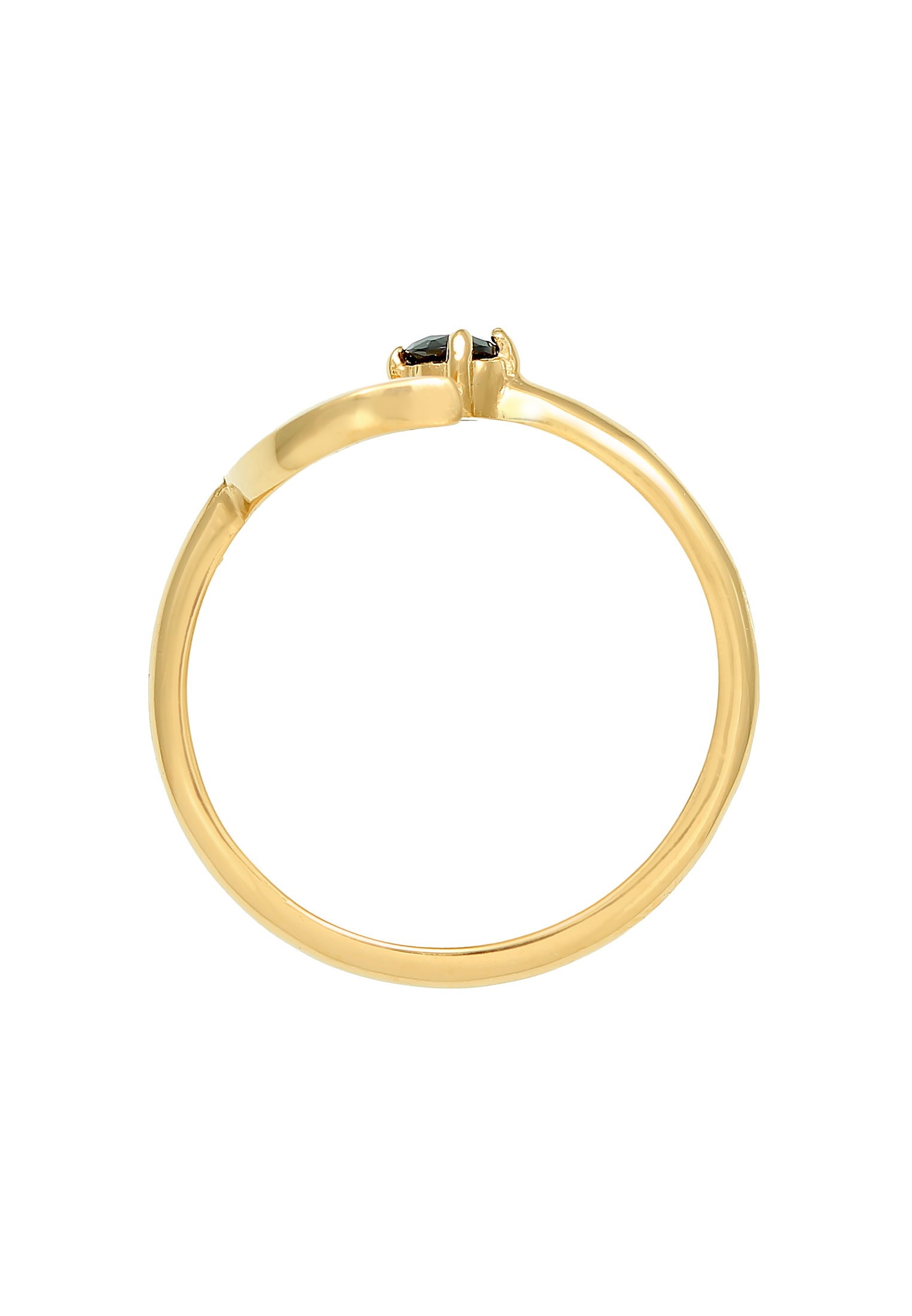 Elli Fingerring »Ring Halbmond Astro Offen Zirkonia Schwarz 925 Silber«