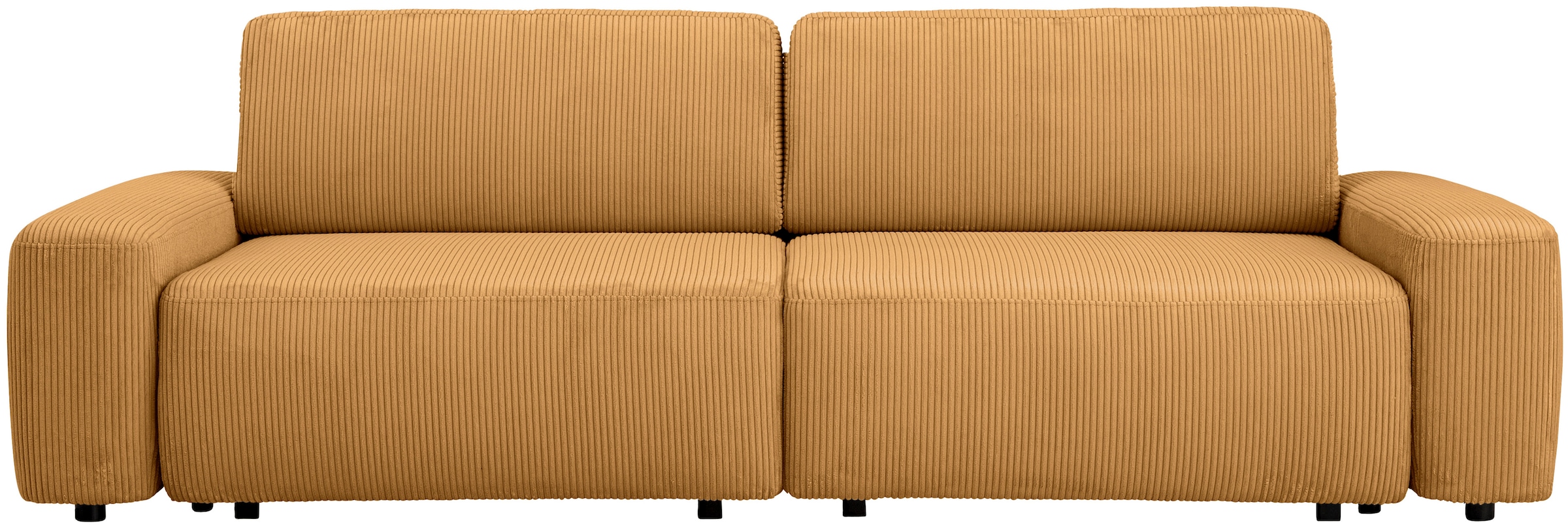 INOSIGN 3-Sitzer »TORGE (257cm), Sofa,Schlafsofa in Cord, Samtvelours, Struktur fein« rundes Design, Schlaffunktion u. Bettkasten, Liegefläche: 135/200 cm