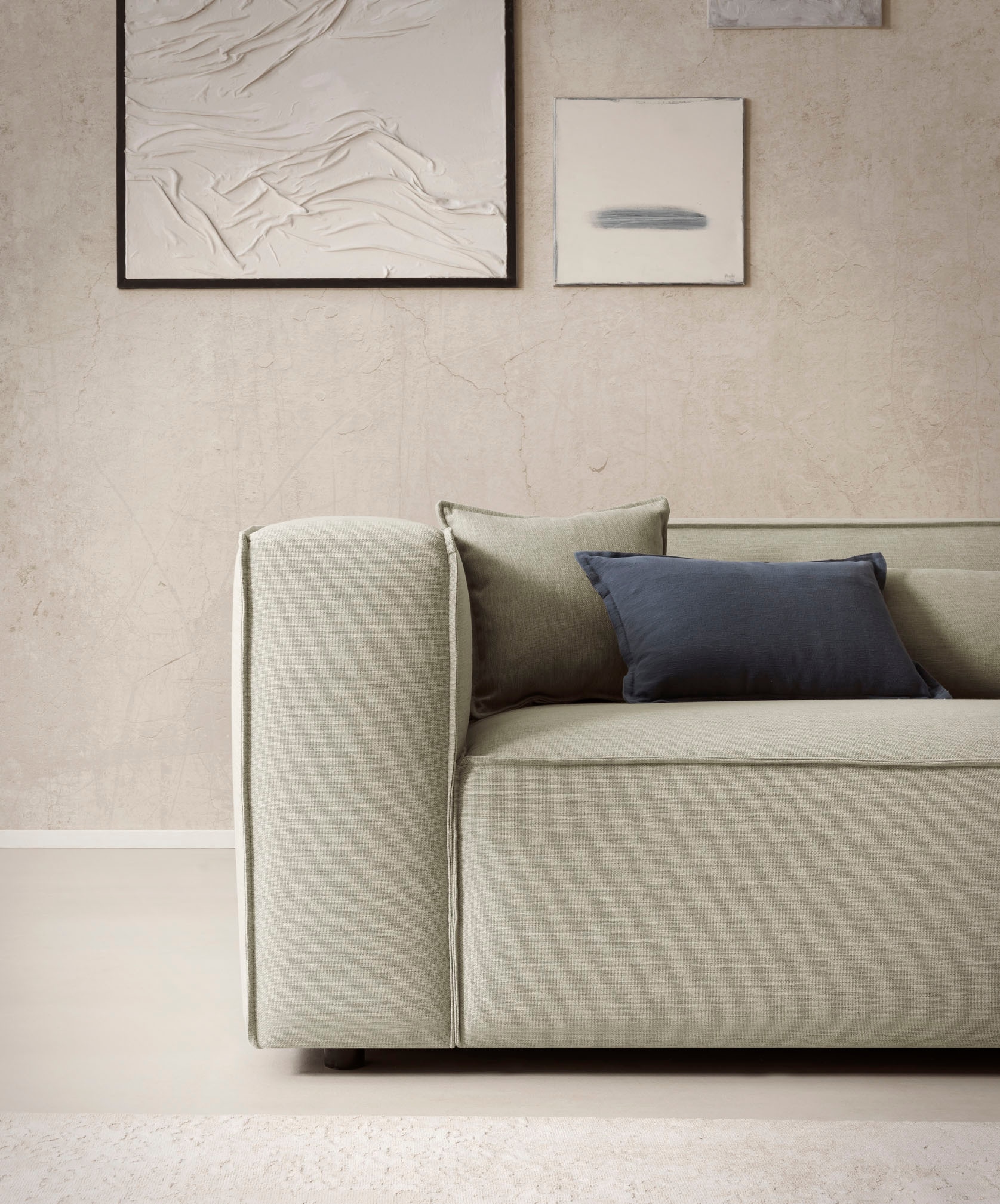LeGer Home by Lena Gercke Ecksofa »PIARA XXL, Big-Sofa in Cord oder Leinenoptik, L-Form, mit Kedernaht«, wahlweise Ottomane rechts/links, schwarze Füße, extra tiefe Sitzfläche