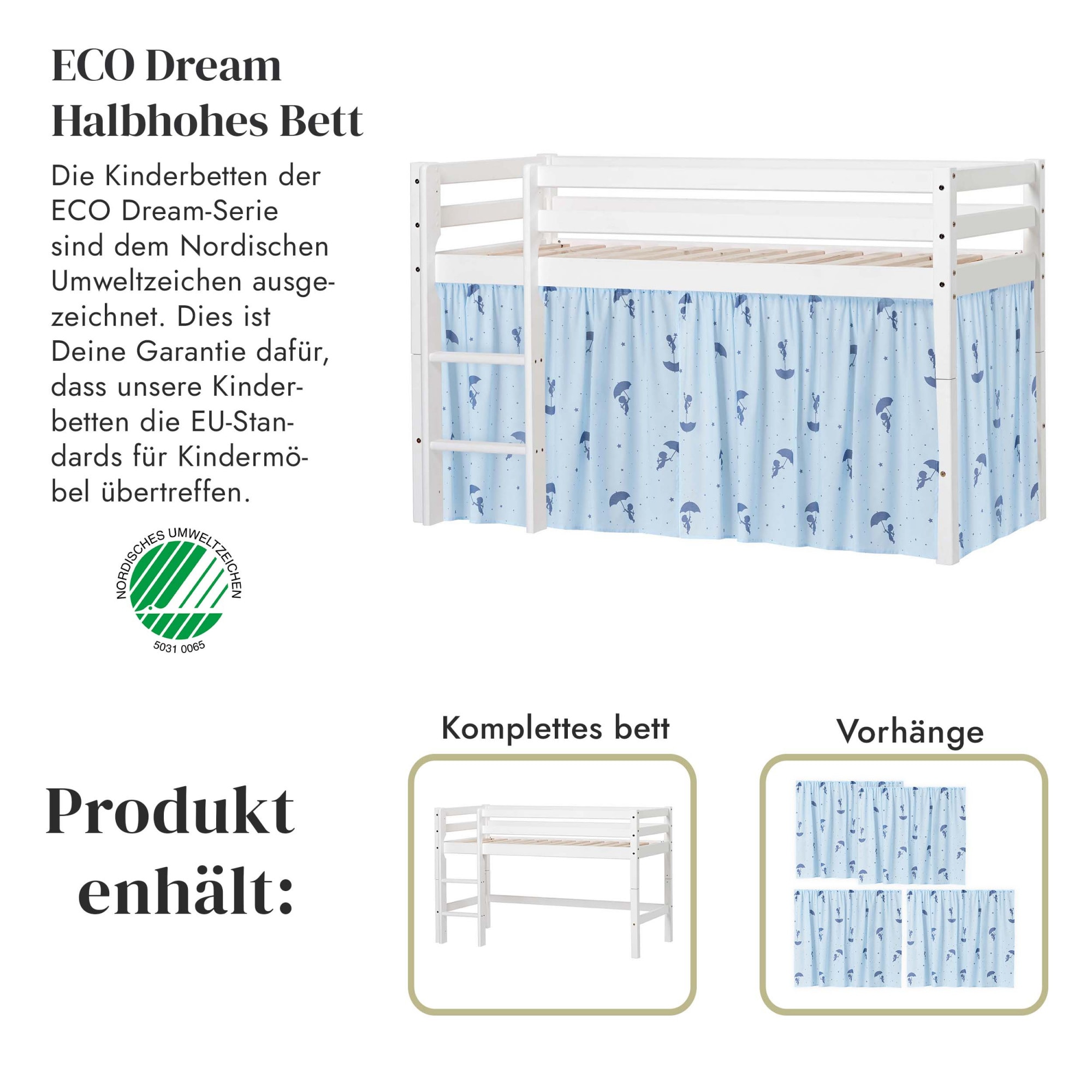 Hoppekids Spielbett »ECO Dream«, Massivholz, wahlweise in 2 Größen und 4 Farben, Matratze wählbar