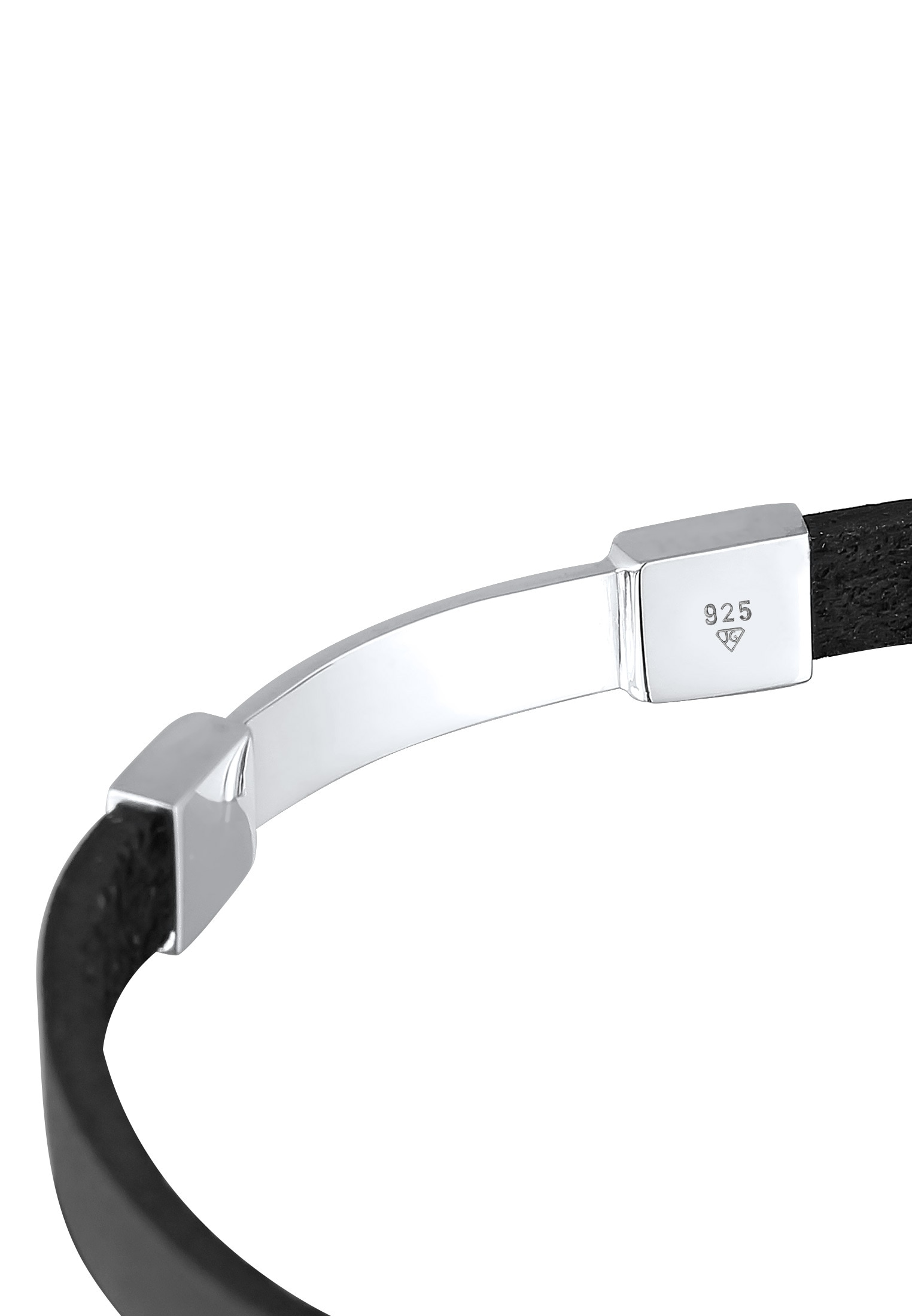 Kuzzoi Lederarmband »Armband Herren Leder Schild Platte Elegant 925er Silber«