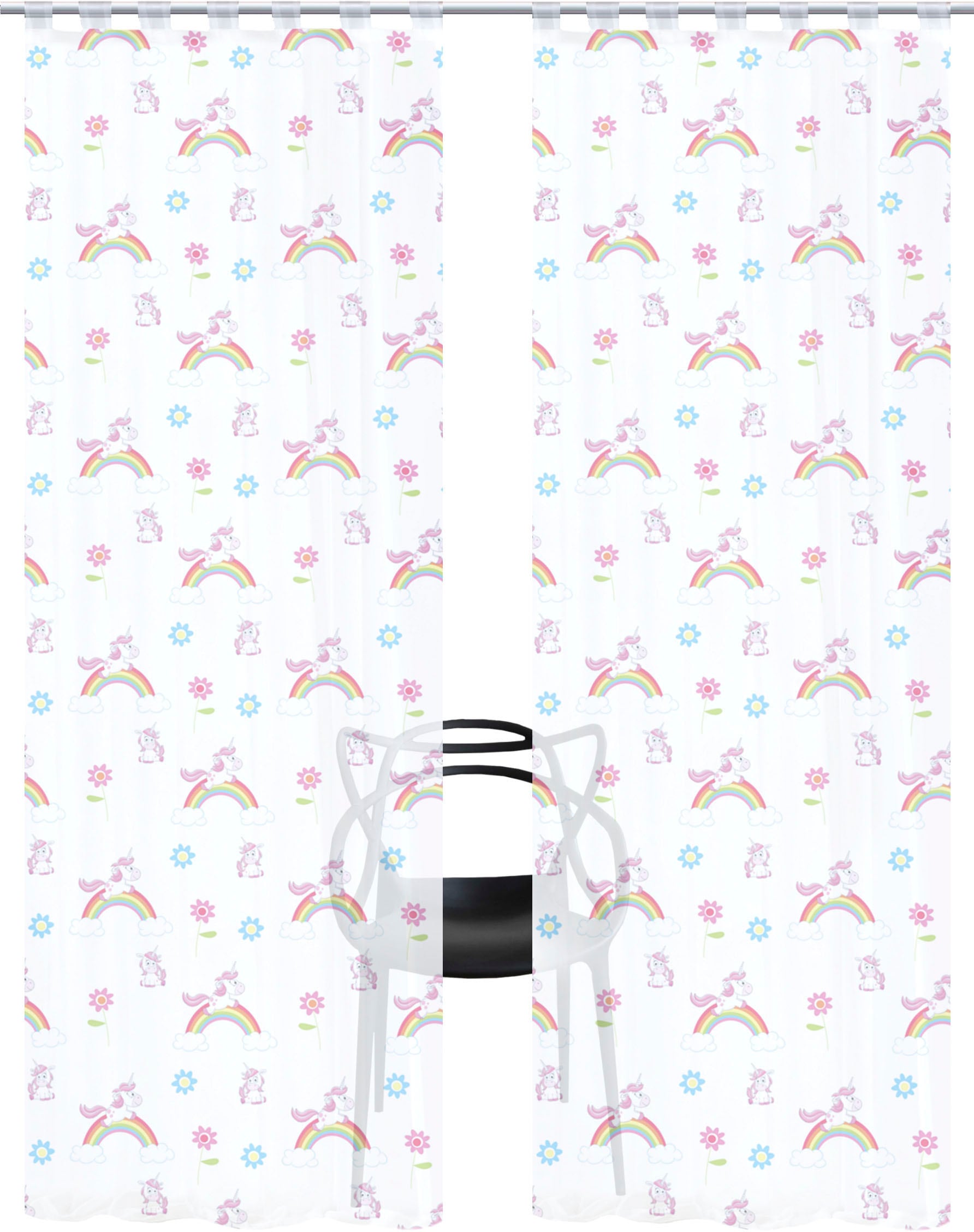 HOME WOHNIDEEN Vorhang »EINHORN«, (2 St.), 2er Pack Schlaufenschal EINHORN bedruckt