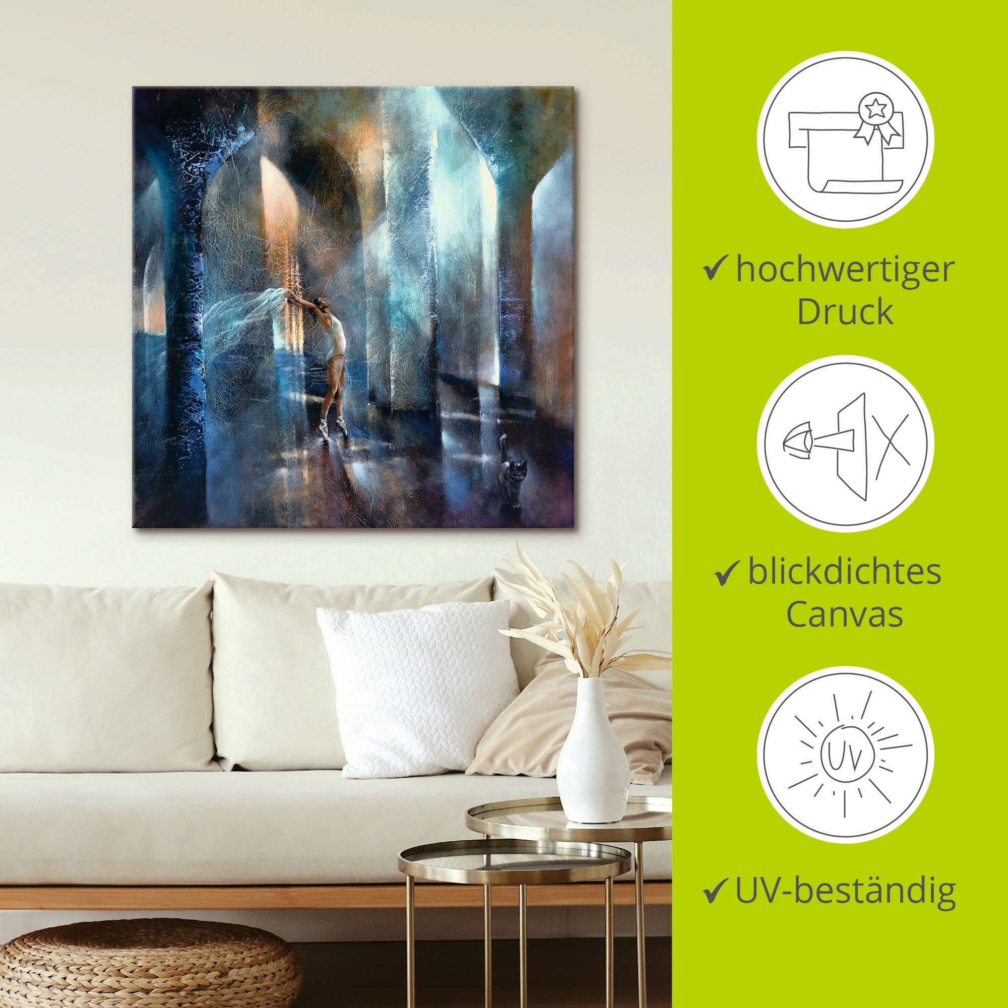 Artland Leinwandbild »Katze und Tänzerin« Katzen 1 Stk. tlg. auf Holzrahmen gespannt