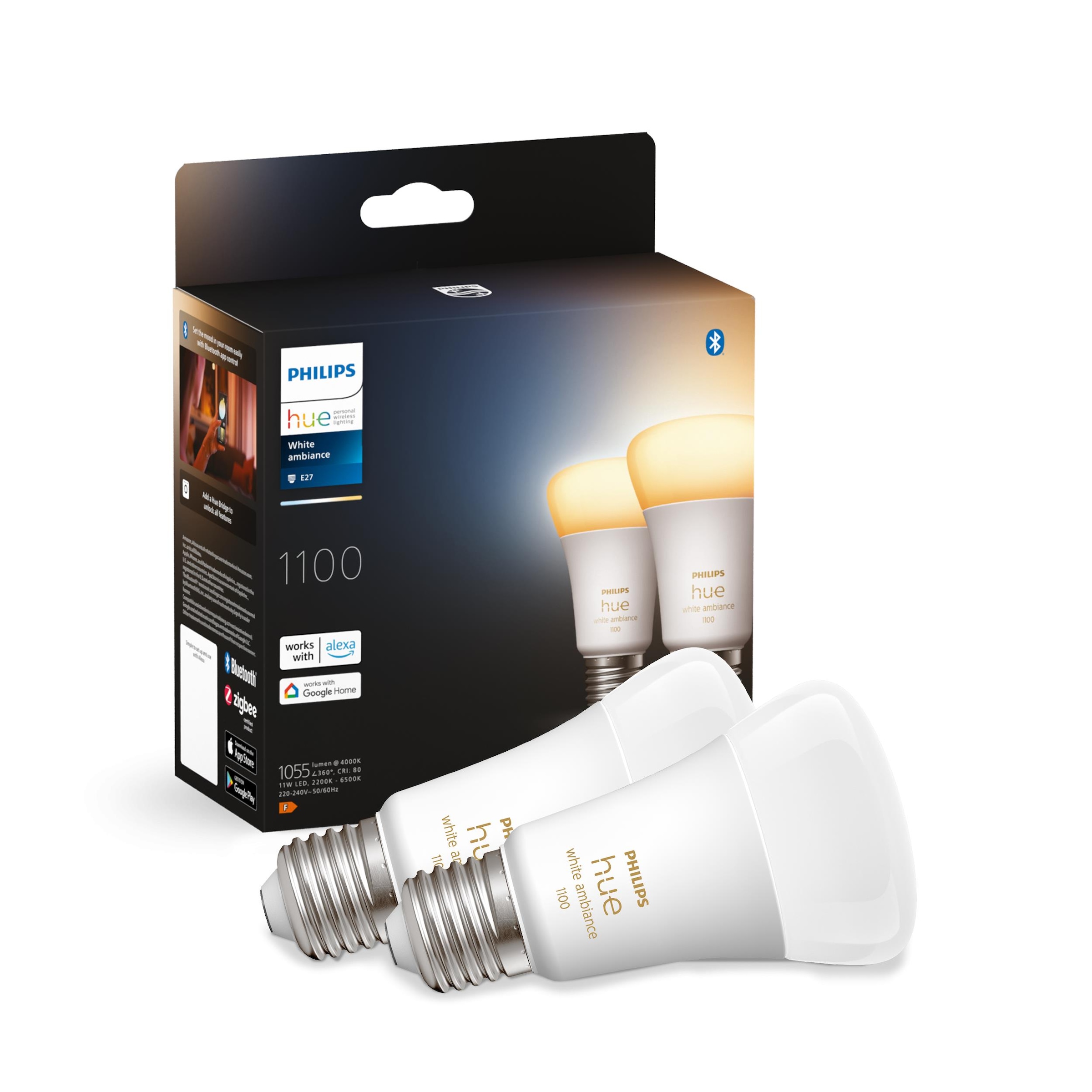 Philips Hue Smarte LED-Leuchte »White Ambiance E27 Doppelpack 2x1100«