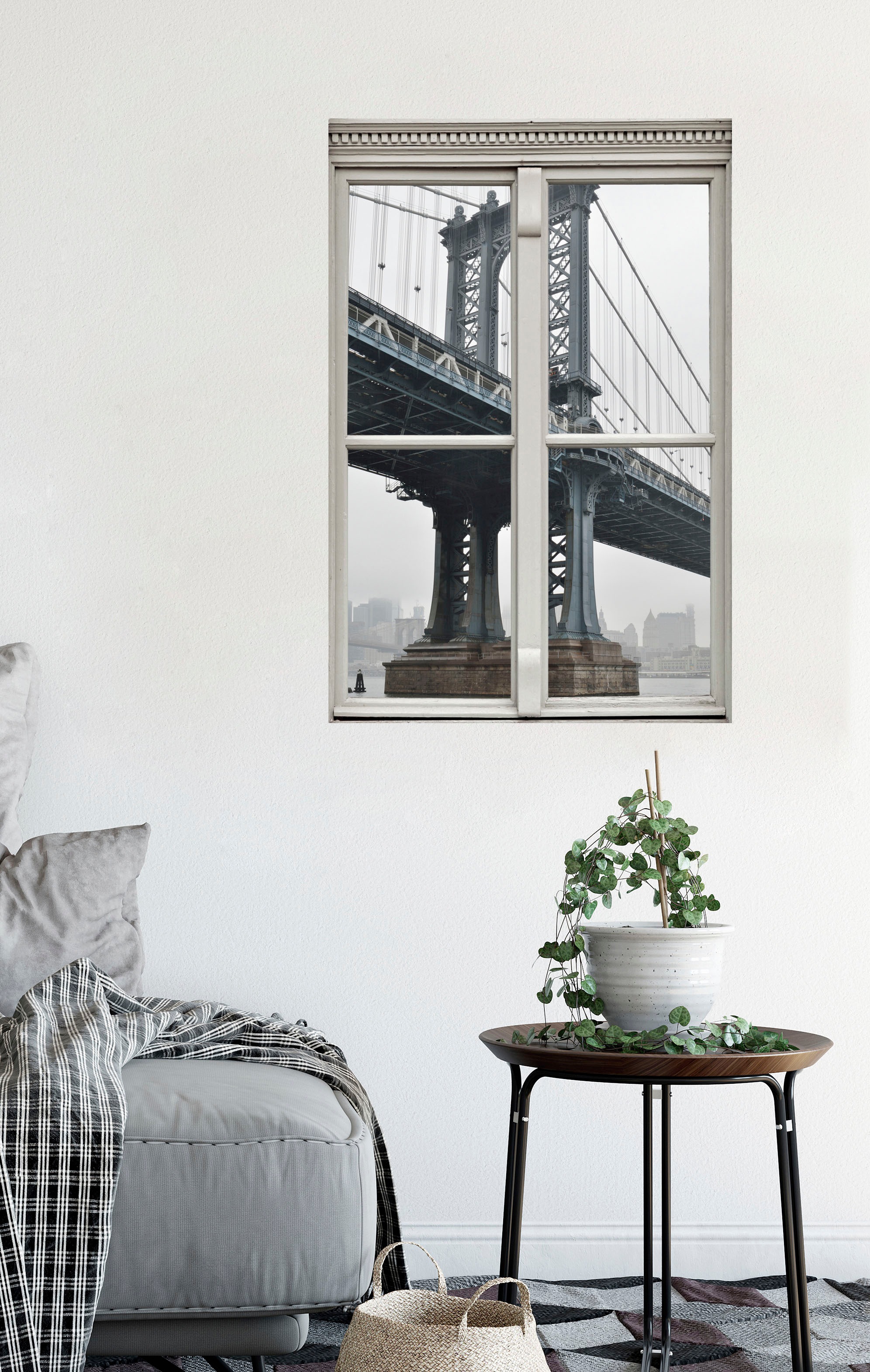 queence Wandsticker »Brücke«, Wandsticker, Wandbild, selbstklebend, 3D, Fenster