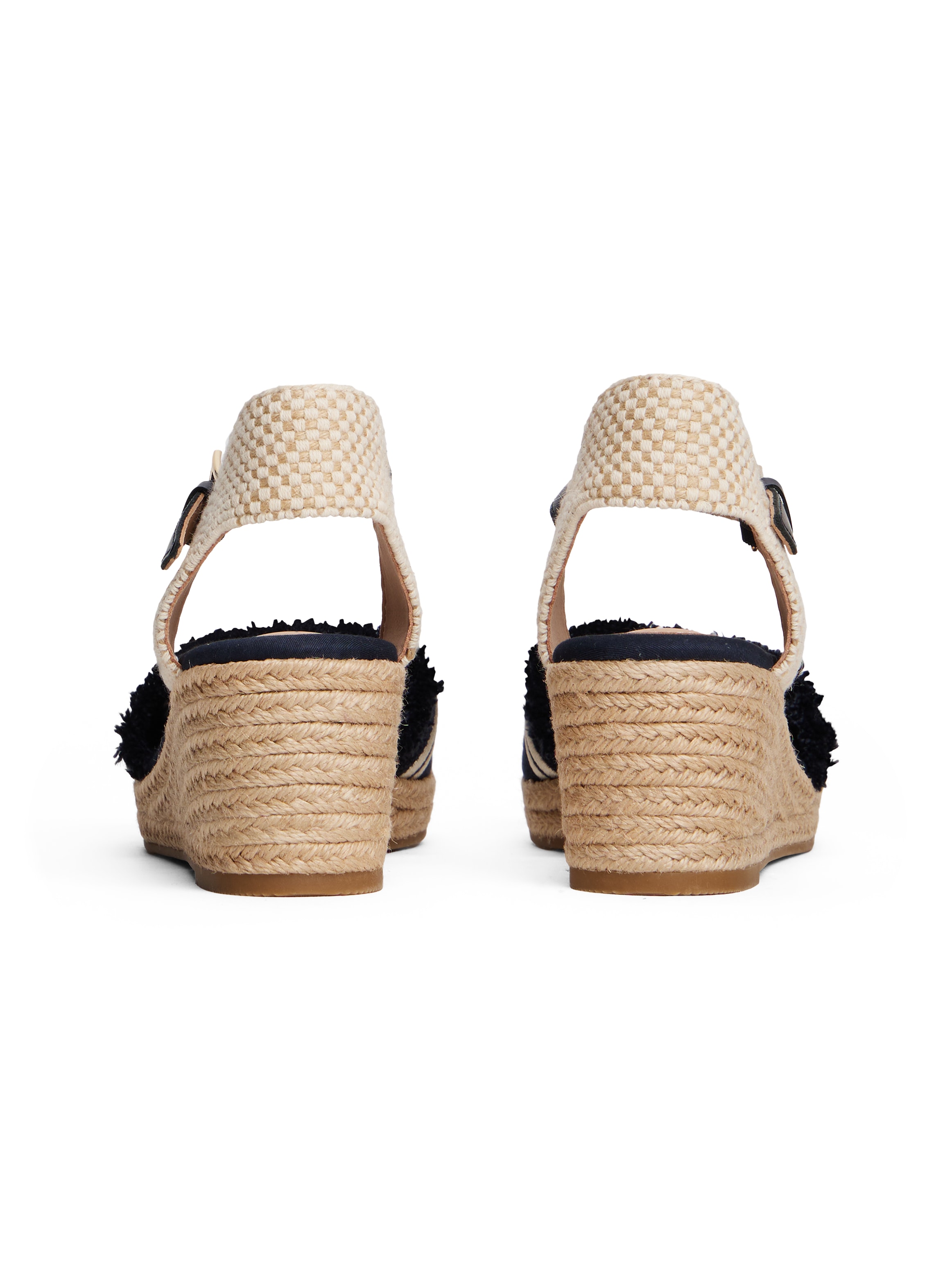 Tommy Hilfiger Keilsandalette »FRINGE CANVAS MEDIUM WEDGE«  , Plateau, Sommerschuh, Riemchensandale mit Streifen