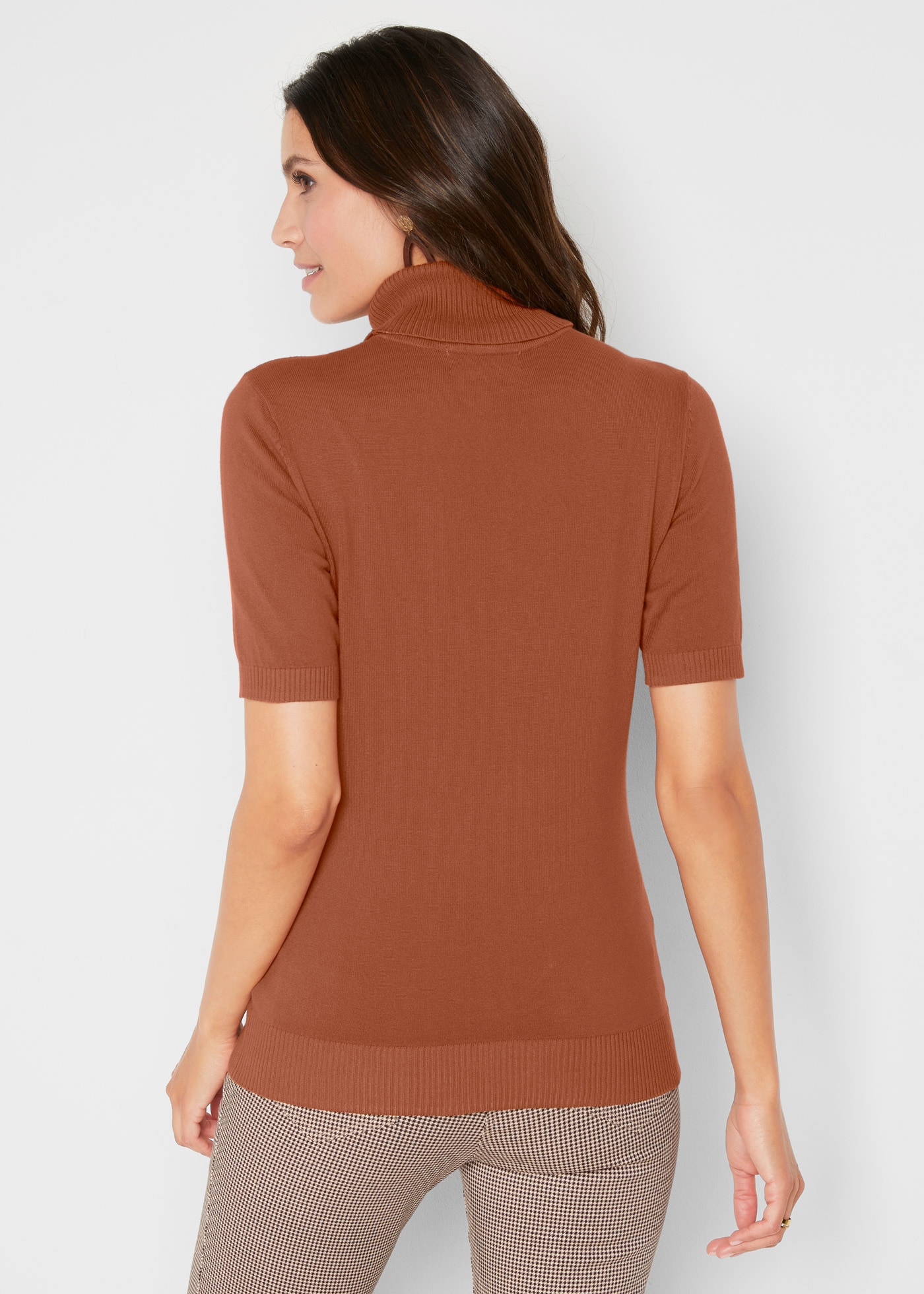 bonprix Kurzarmpullover »Rollkragenpullover, Kurzarm« im Feinstrick-Baumwoll-Mix, mit hohem Rollkragen