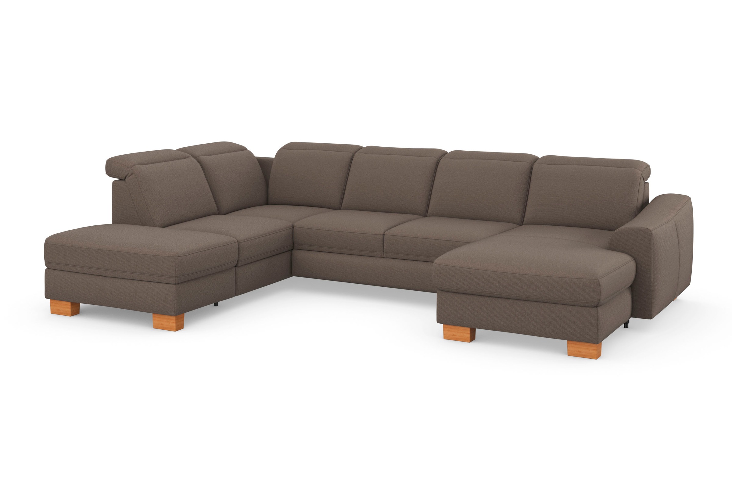sit&more Wohnlandschaft »Dundee U-Form«, mit Federkern und Massivholzfüßen, wahlweise mit Kopfteilverstellung