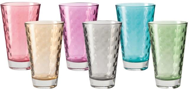 LEONARDO Longdrinkglas »Optic«, (Set, 6 tlg., 6), Colori Qualität, 300 ml, 6-teilig