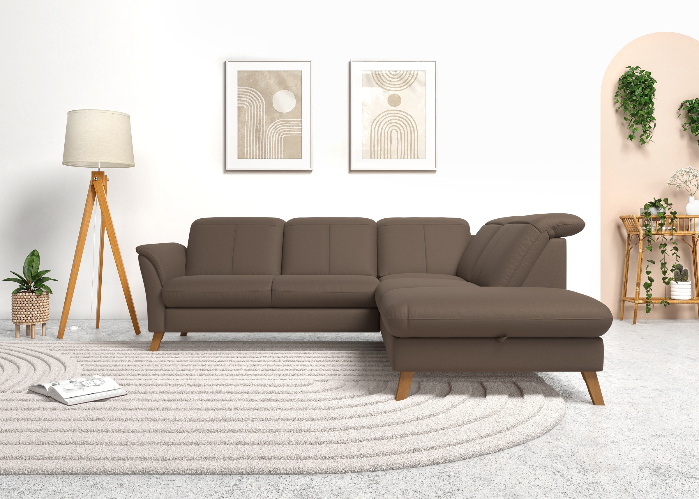 sit&more Ecksofa »Romero L-Form«, wahlweise mit oder ohne TV-Funktion, Bettfunktion, Bettkasten