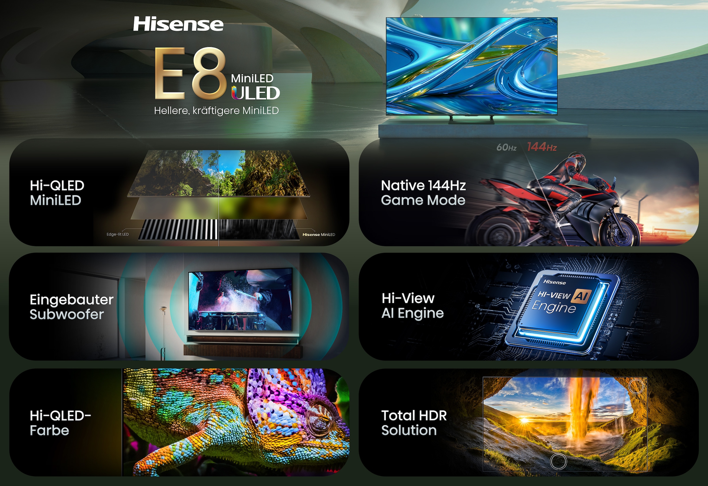 Hisense Mini-LED-Fernseher »50E8S« 126 cm/50 ″ Smart-TV