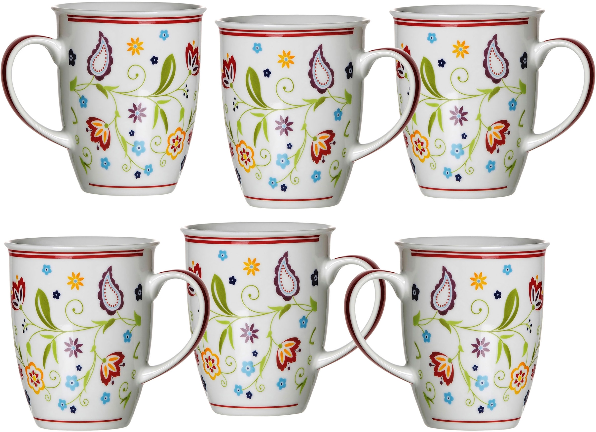 Becher »Doppio Shanti, 6-teilig«, (Set, 6 tlg.), Paisley-Blüten-Dekor