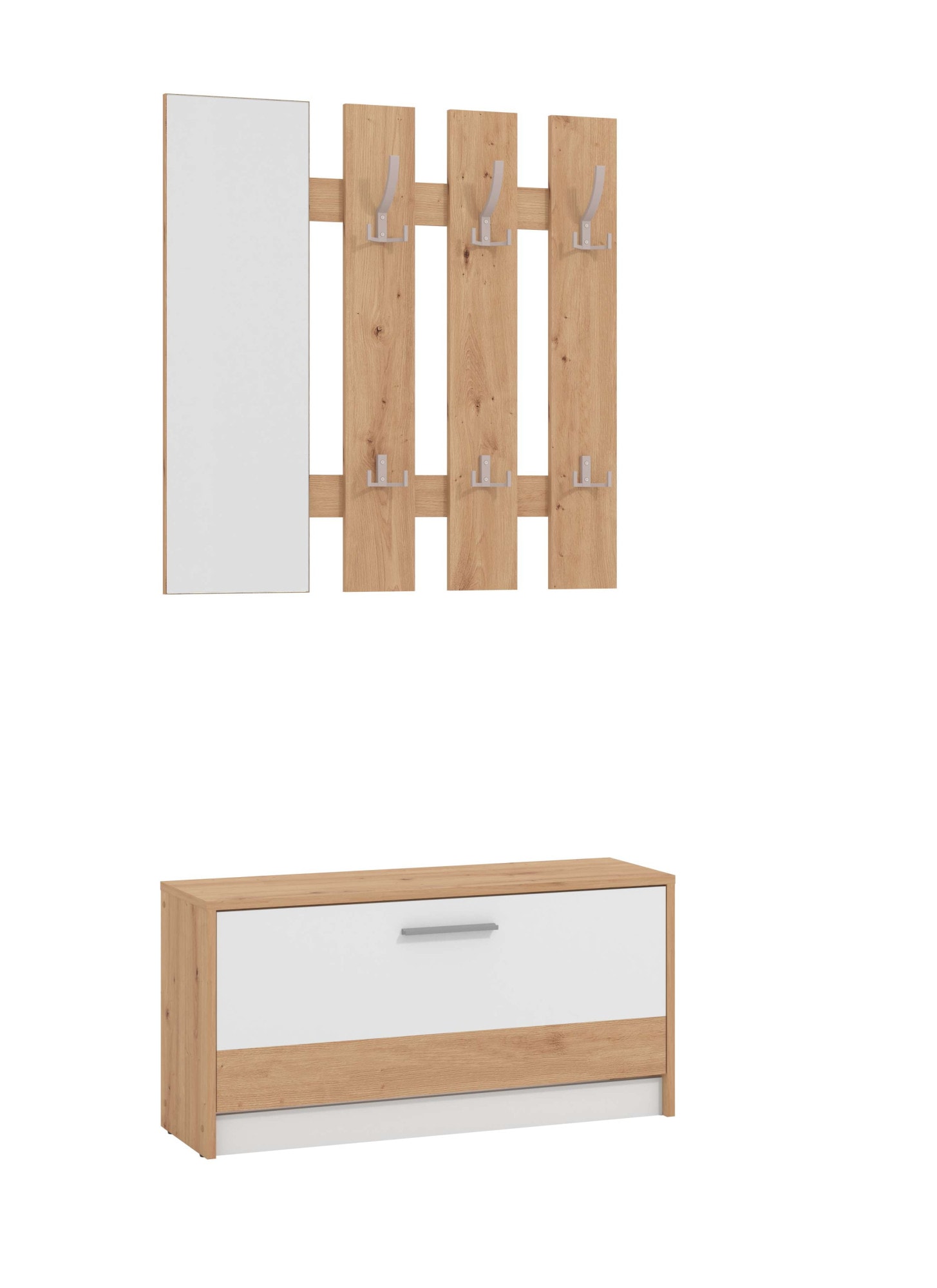 INOSIGN Garderoben-Set »Rimini, Set 2tlg«, (2 St.), bestehend aus Garderobenpaneel und Schuhschrank