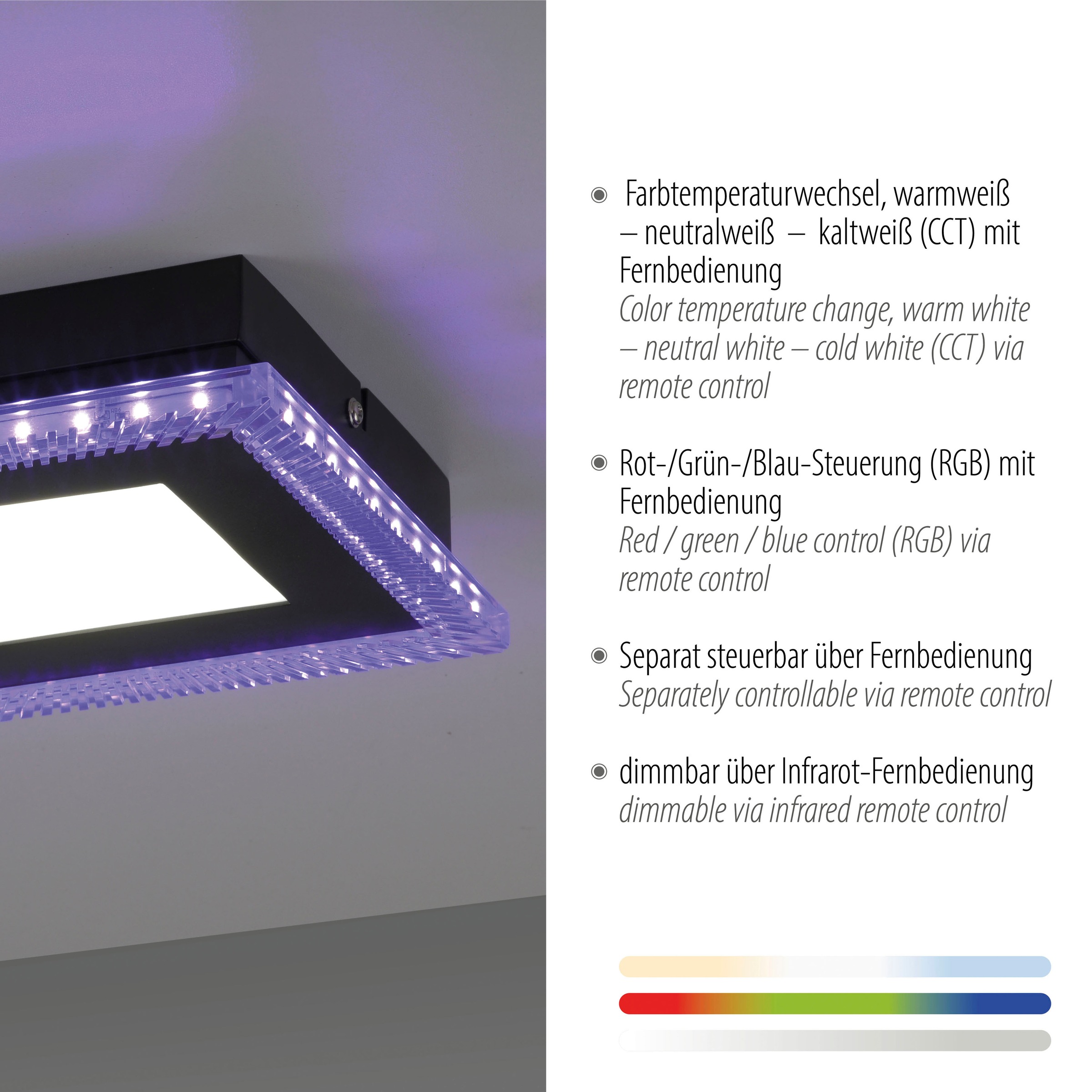 JUST LIGHT LED Deckenleuchte »ACRI« LED-Board 1 Stk. warmweiß - kaltweiß