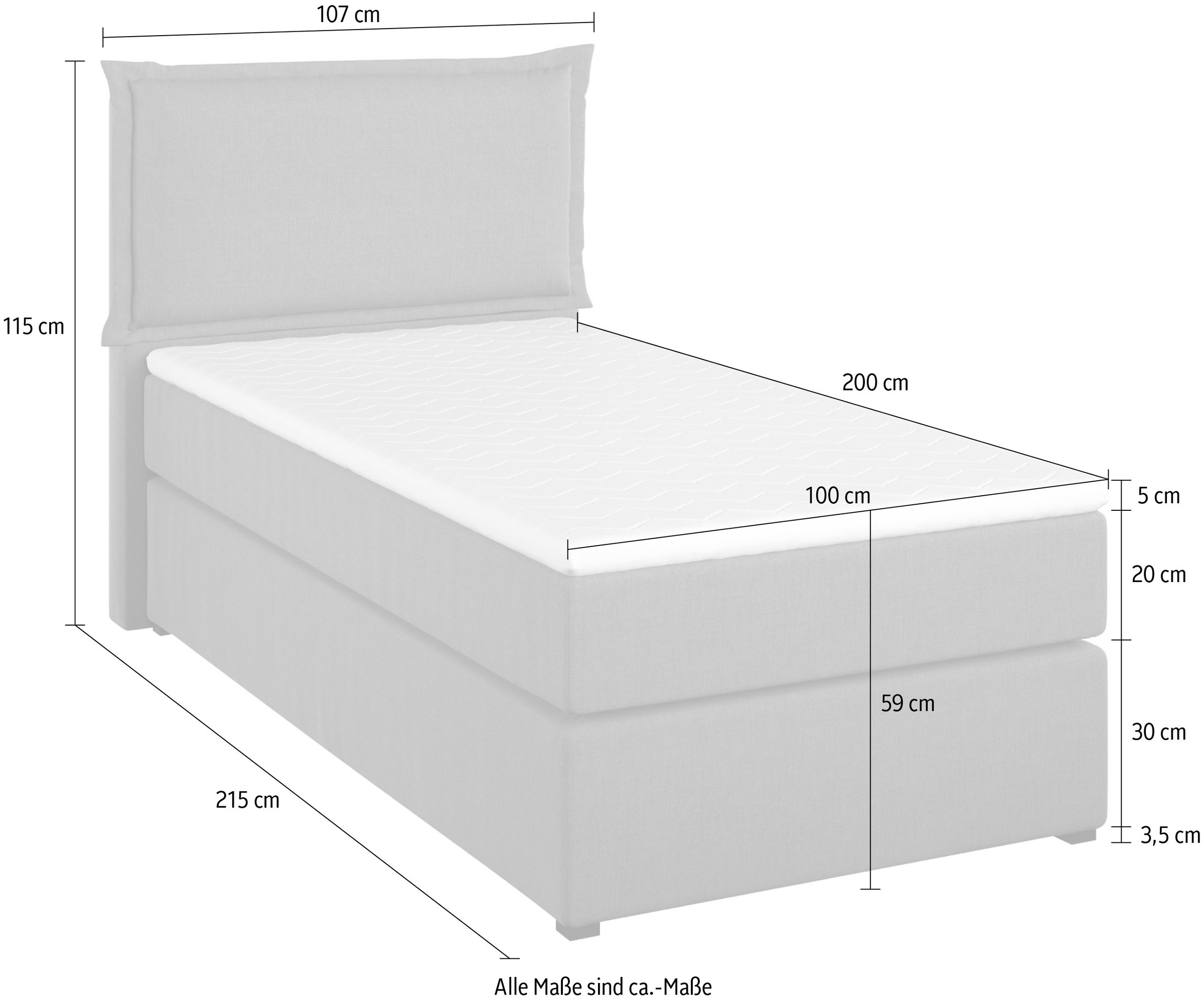 Home affaire Boxspringbett »Lysann«, 5fach verstellbares Kopfteil, in 4 Breiten, 3 Matratzenarten