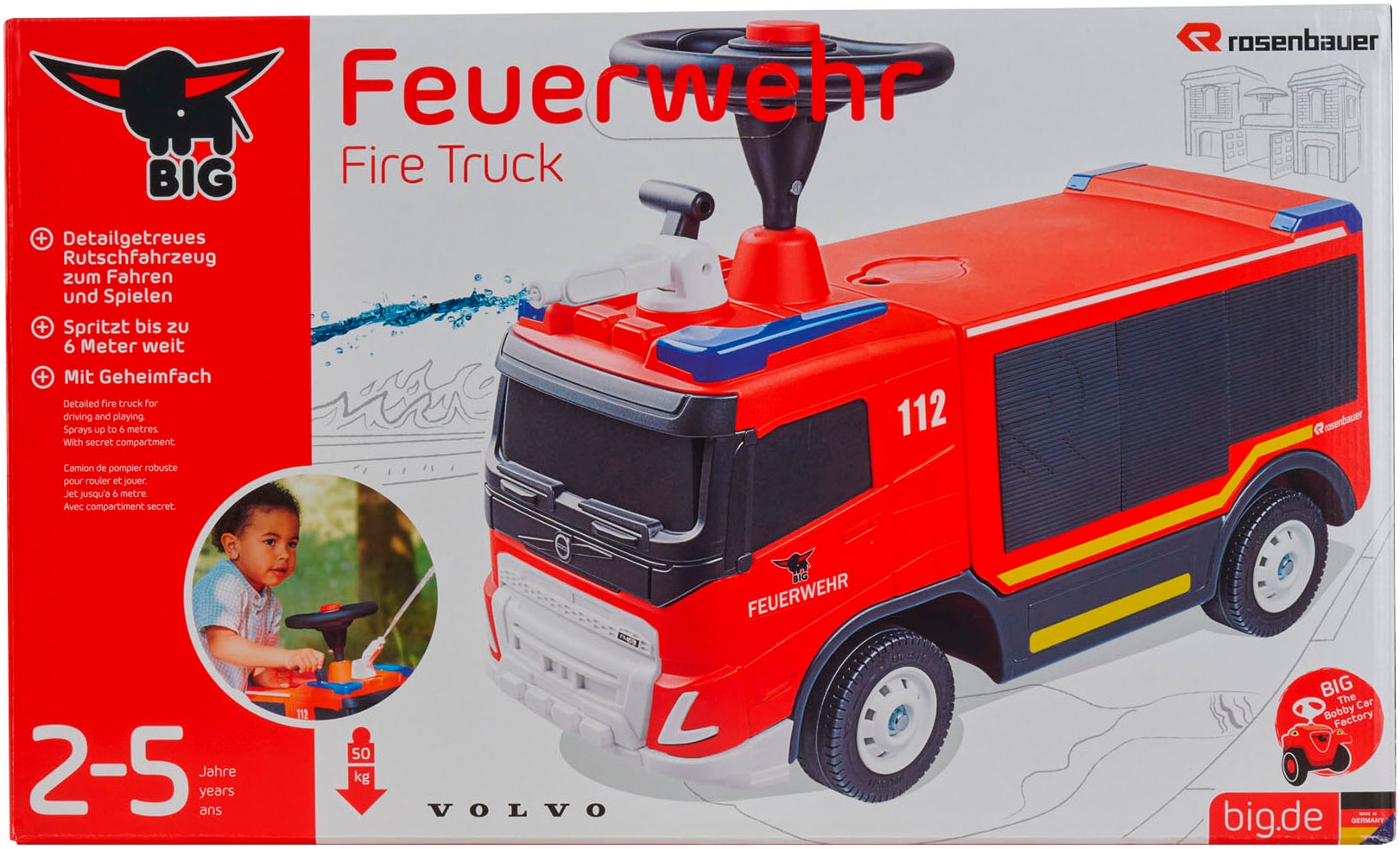 BIG Rutscherauto »Feuerwehr«, Made in Germany