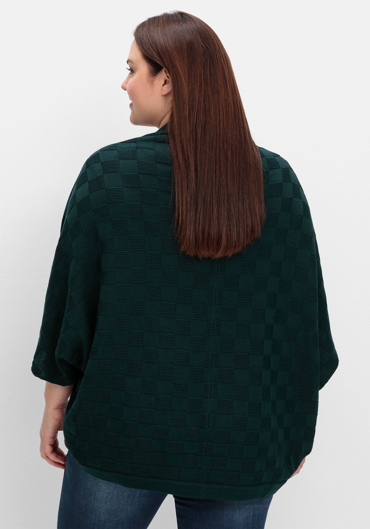 Sheego Strickjacke »Strickcape im tonigen Schachbrettmuster«, im tonigen Schachbrettmuster