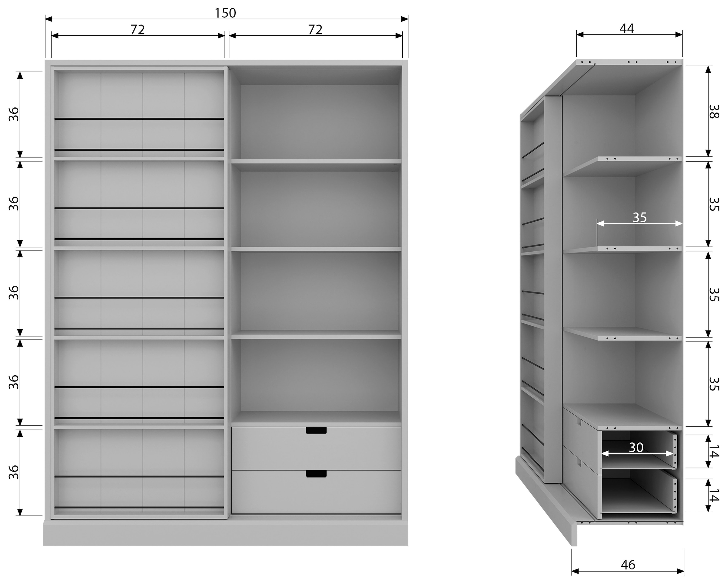 WOOOD Hochschrank »Swing«, H 200 cm x B 150 cm x T 46,5 cm