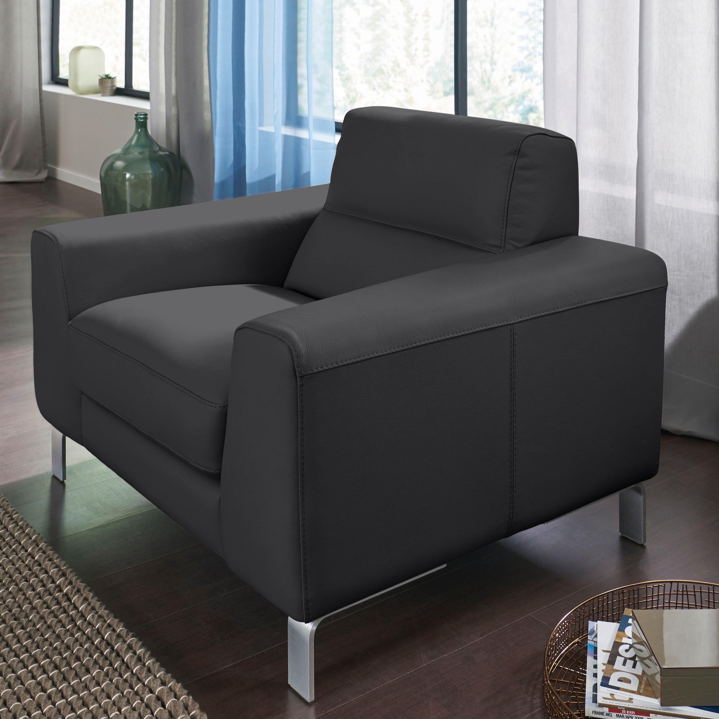 CALIA ITALIA Sessel "Simon Loungesessel, Designsessel, sehr bequem" in zwei Lederqualitäten